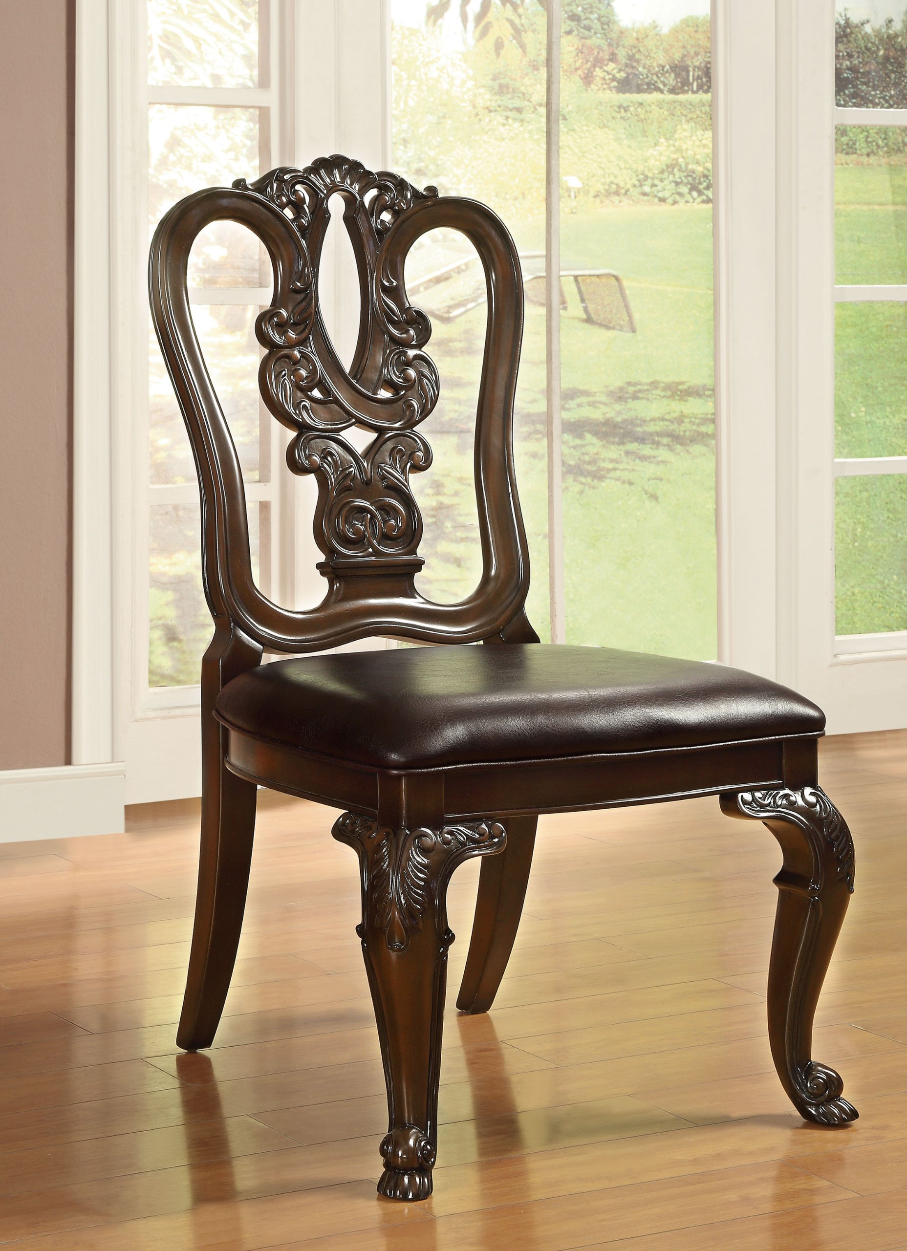 Furniture of America Evangelyn 7-Piece Dining Set with Wooden Chairs - Modern Kitchen & Dining Room Table Set for Family Gatherings & Dinner Parties