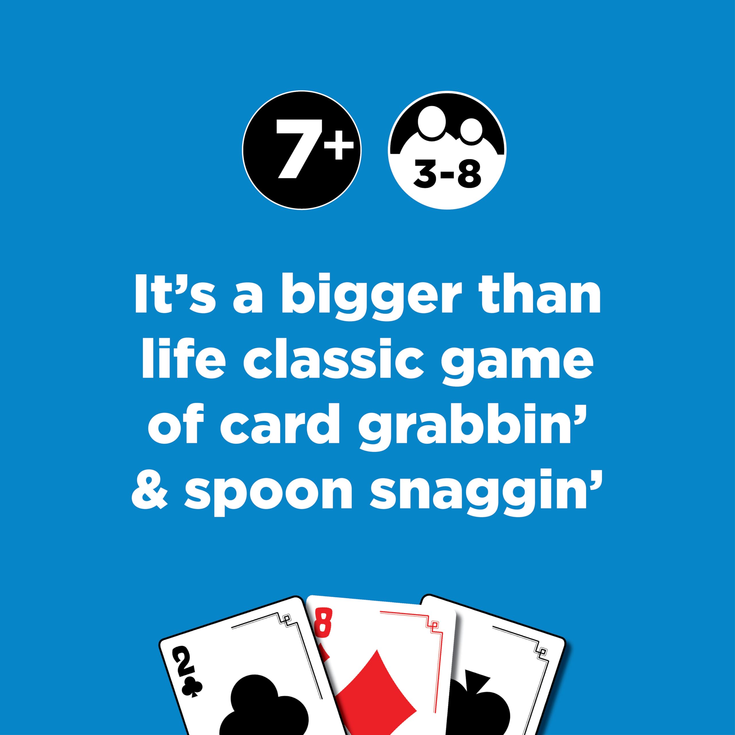 Giant Spoons Card Game - Fun Family Party Game for Kids & Adults (Ages 7+), Includes Deck of Cards for 3-6 Players - Perfect for Game Nights, Travel Entertainment, and Group Gatherings