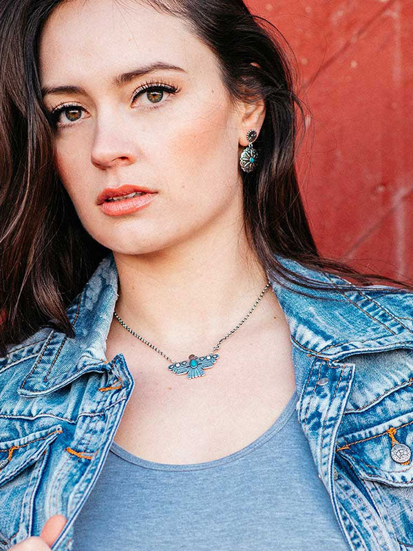 Montana Silversmiths NC4905 Rising Above Thunderbird Turquoise Necklace for Women - Handcrafted Sterling Silver Jewelry with Genuine Turquoise Stone - Perfect for Casual Wear, Gifts & Special Occasions