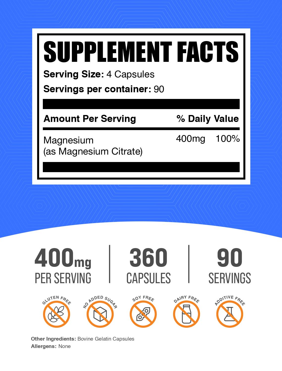 Premium Magnesium Citrate Capsules 500mg - High Absorption for Stress Relief, Sleep & Muscle Recovery - Vegan & Non-GMO Supplement for Daily Wellness