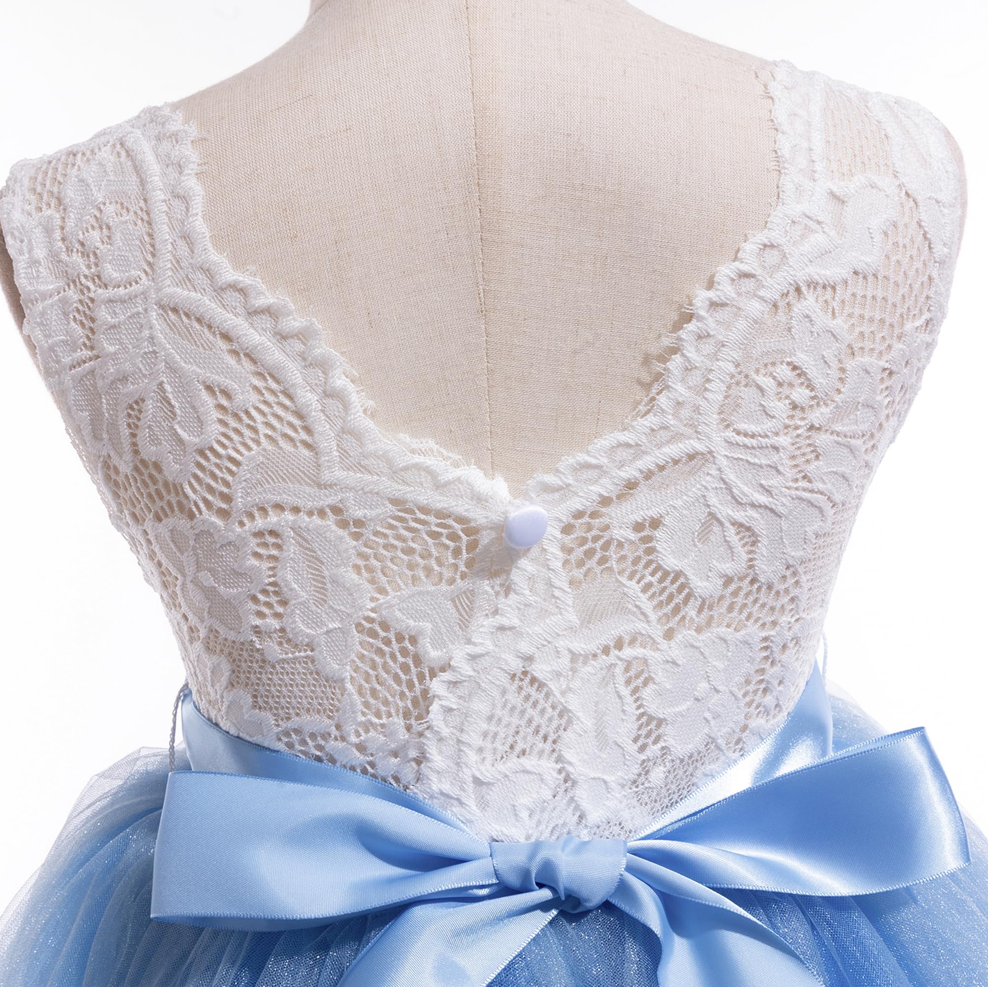 Glamulice Sleeveless Flower Girl Dress - A-Line Tulle Princess Party Gown with Lace Details | Perfect for Weddings, Birthday Parties & Special Occasions