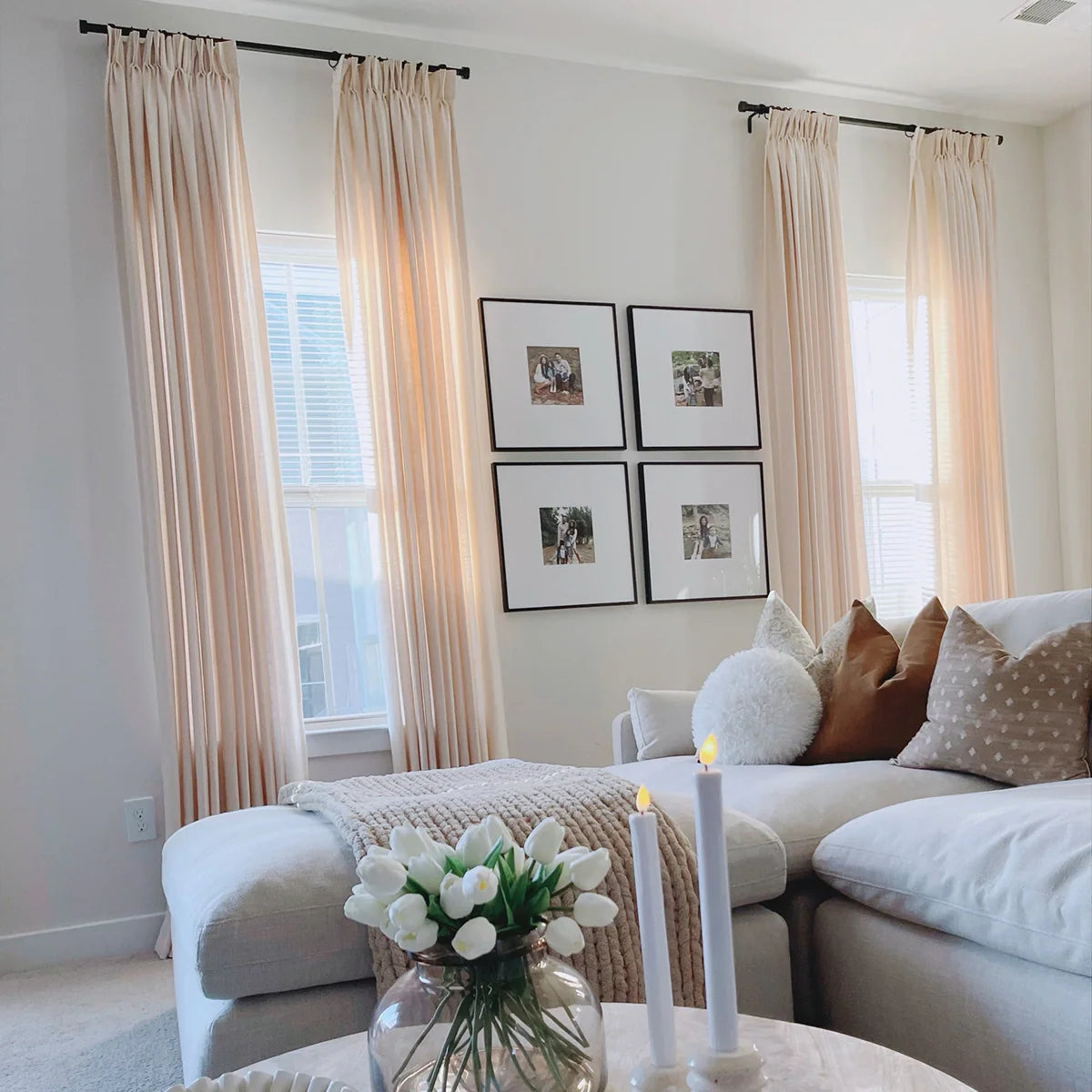 Pinch Pleated Blackout Curtains - 100% Linen Custom Drapes in Grey & Beige | Modern Thermal Insulated Window Treatments for Living Room & Bedroom
