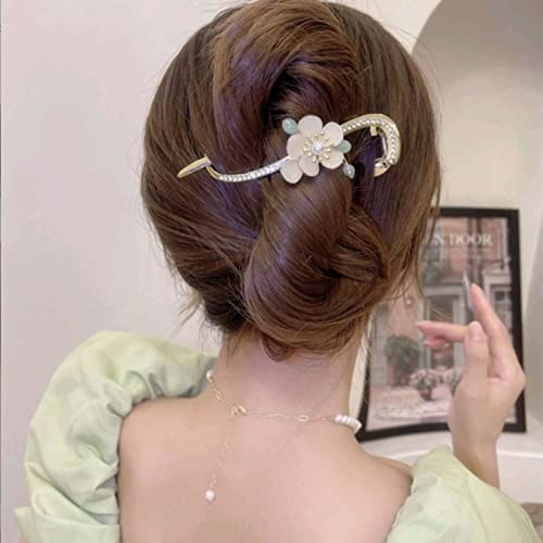 2022 Trendy Pearl Hair Claw Clip - Elegant Butterfly Hairpin for Women & Girls | Strong Hold Hair Jaw Clips for Wedding, Party & Daily Styling (Peach Blossom)