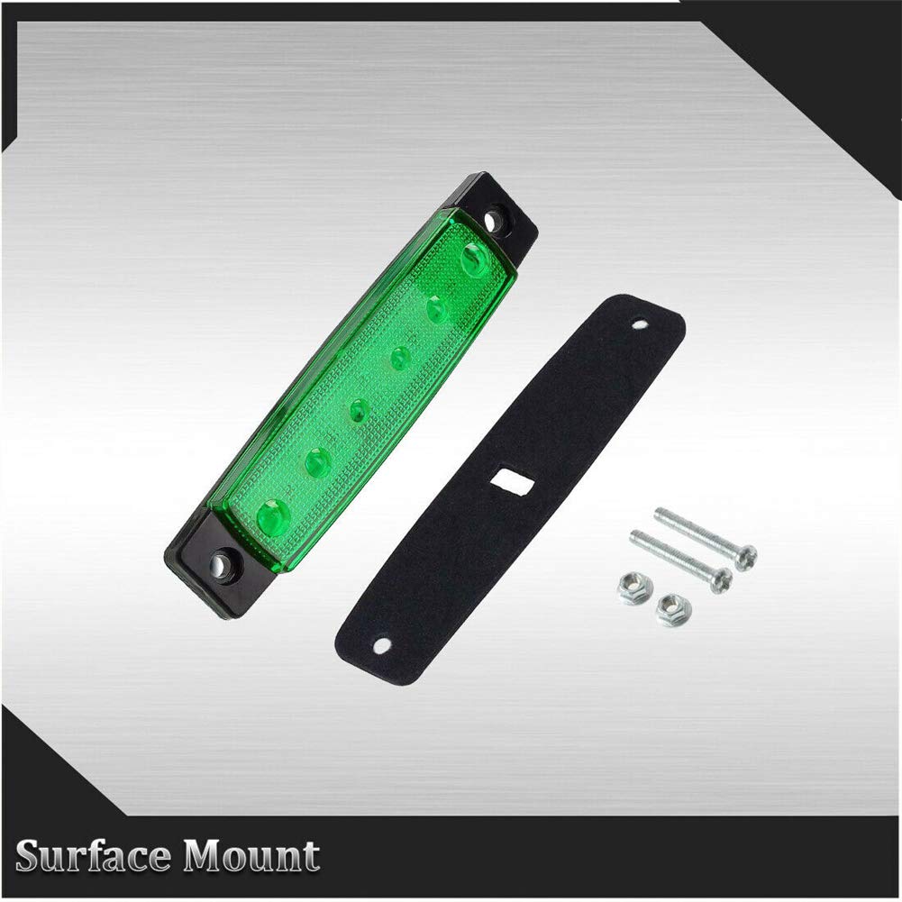 24V LED Trailer Marker Lights - 20PCS 6-LED Universal Side Marker Indicator Lamps for Trucks, Trailers & RVs - Waterproof Warning Lights (Green) - Perfect for Night Driving Safety & Vehicle Visibility Enhancement