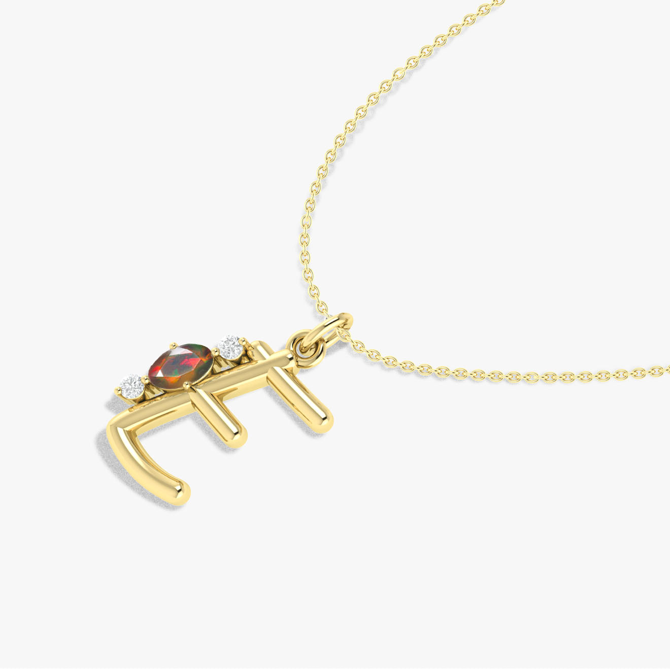 Initial E Alphabet Pendant Necklace with Natural Black Opal & Zircon - Elegant Personalized Jewelry Gift for Women, Perfect for Birthdays, Anniversaries & Special Occasions