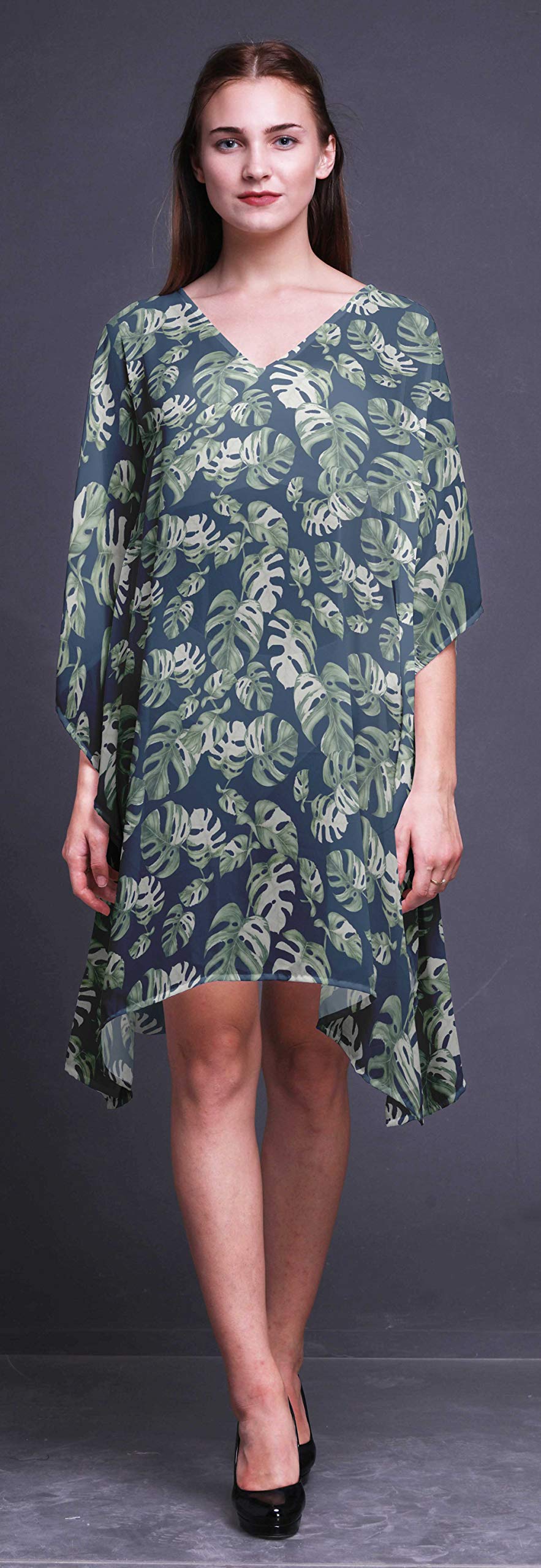 Bimba Women's Short Caftan Midi Dress - Beach Cover Up, Swimwear Kaftan for Poolside, Vacation & Summer Outfits