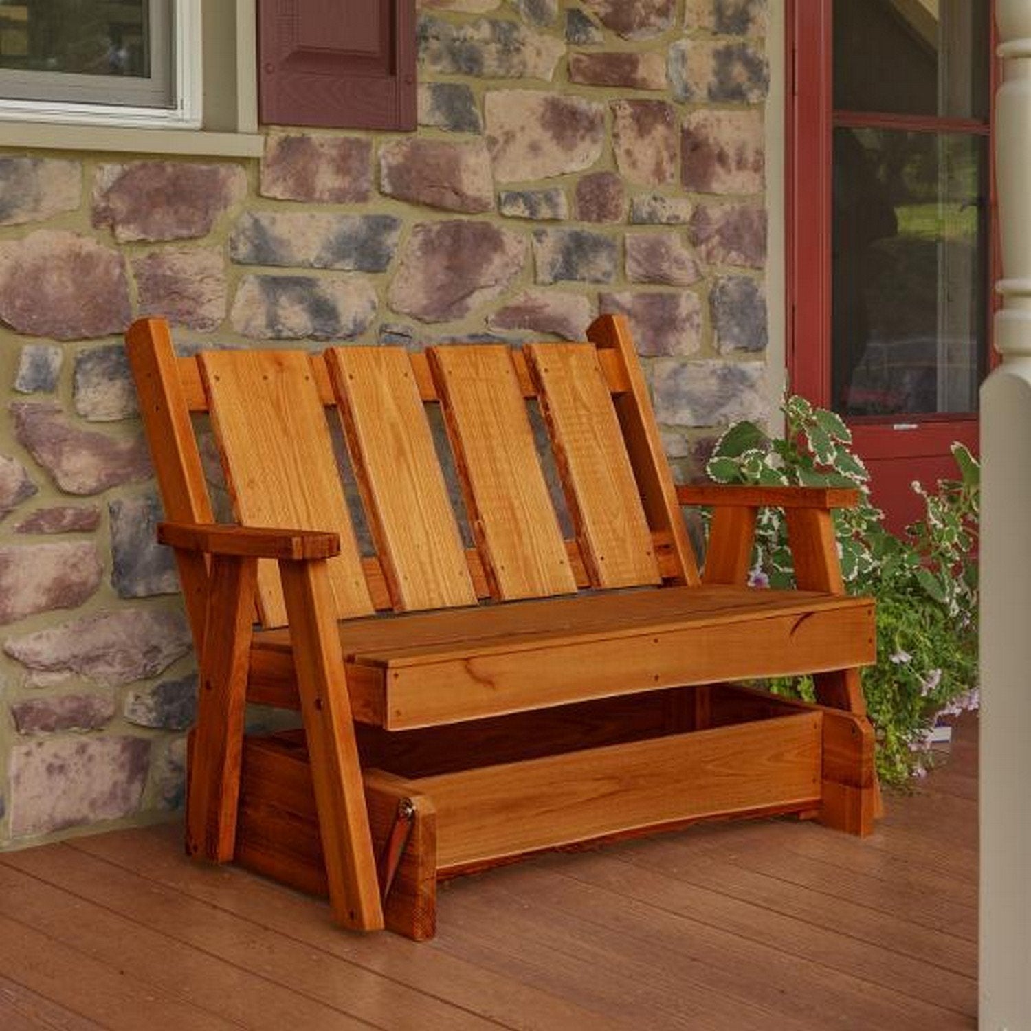 Timberland Garden Bench by A&L Furniture - Outdoor Wooden Bench for Patio, Garden, and Backyard - Durable & Weather-Resistant for Year-Round Use