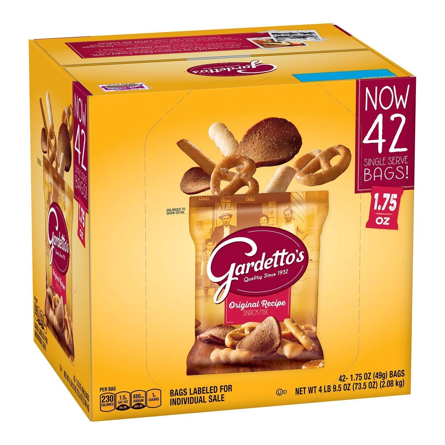 Gardetto's Original Recipe Snack Mix - 1.75oz (42 Count) Bulk Pack - Crunchy Italian Style Pretzels, Breadsticks & Crackers - Perfect for Office Snacks, Party Favors & Road Trips