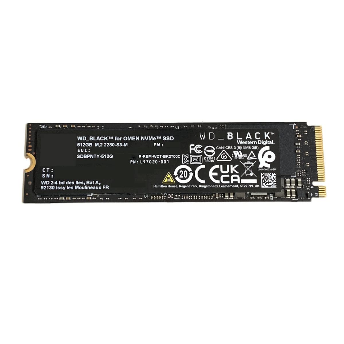 WD Black 512GB NVMe SSD - M.2 2280 PCIe Gen3 x4 Gaming Solid State Drive for OMEN L97020-001, Dell, HP, Lenovo Laptops & Desktops - High-Speed Storage for Gaming, Video Editing & Workstations