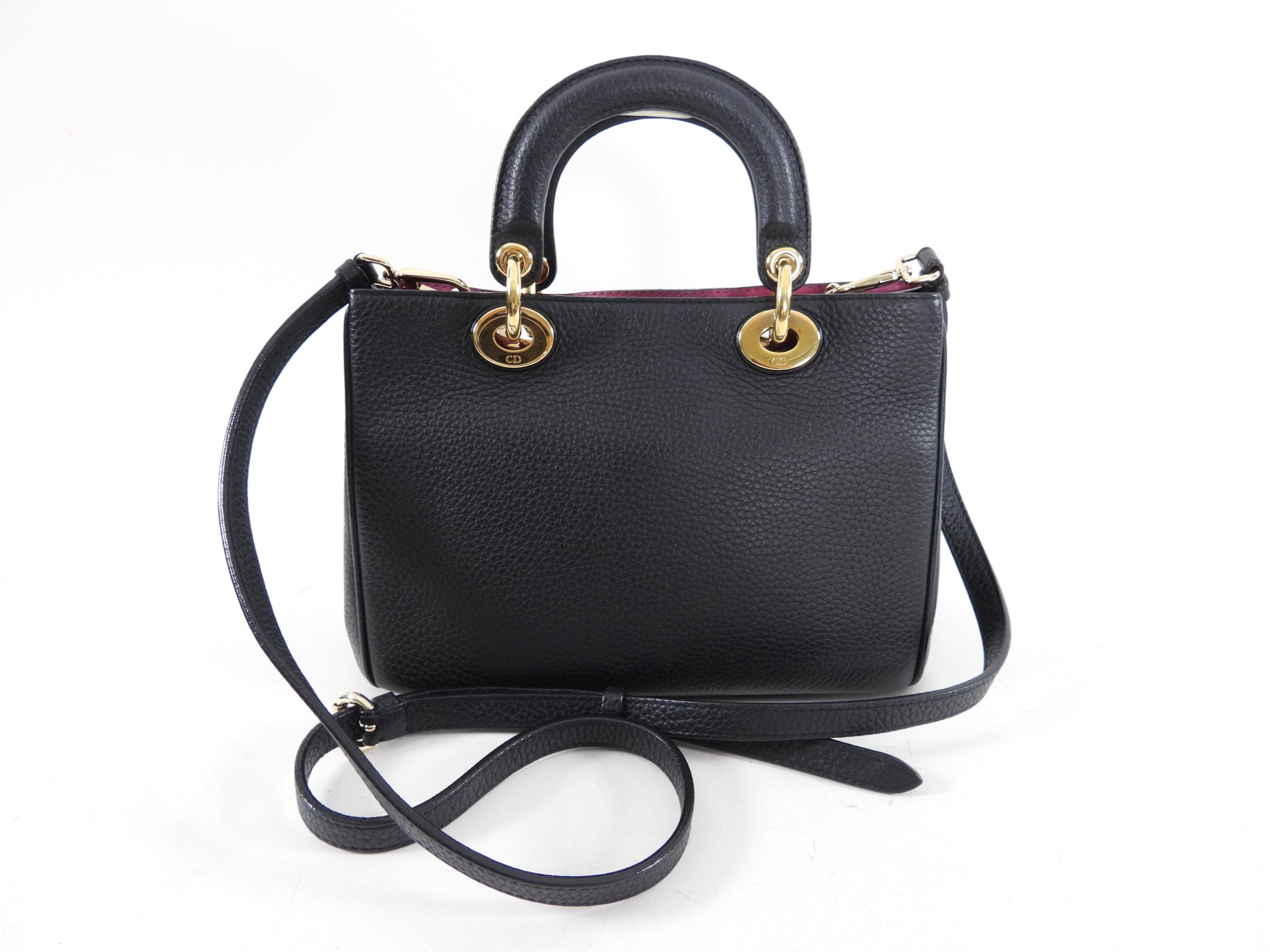 Christian Dior Black Mini Diorissimo Leather Two-Way Shoulder Bag Crossbody Purse for Women | Luxury Designer Handbag for Date Night, Office & Travel