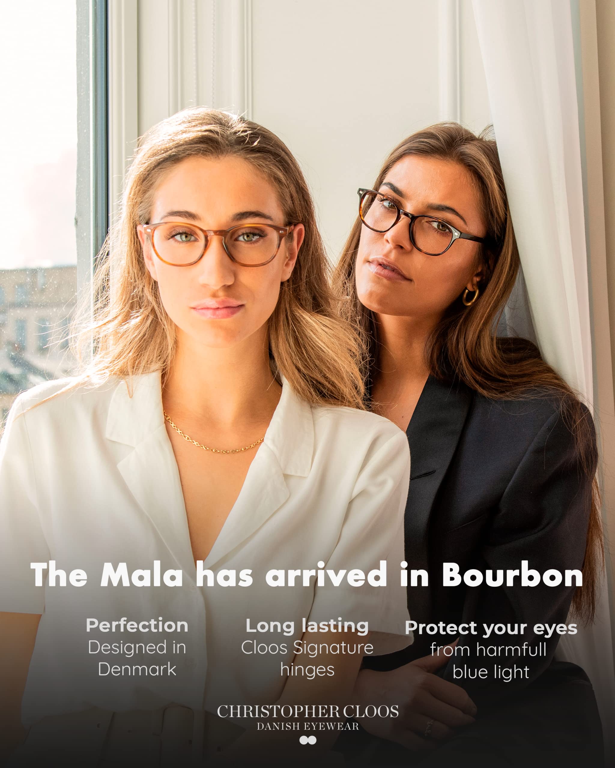 Christopher Cloos Mala Bourbon Blue Light Blocking Glasses - Danish Designer Unisex Computer Eyewear for Men & Women (Non-Prescription/Prescription Ready) - Perfect for Office Work, Gaming & Digital Screen Protection