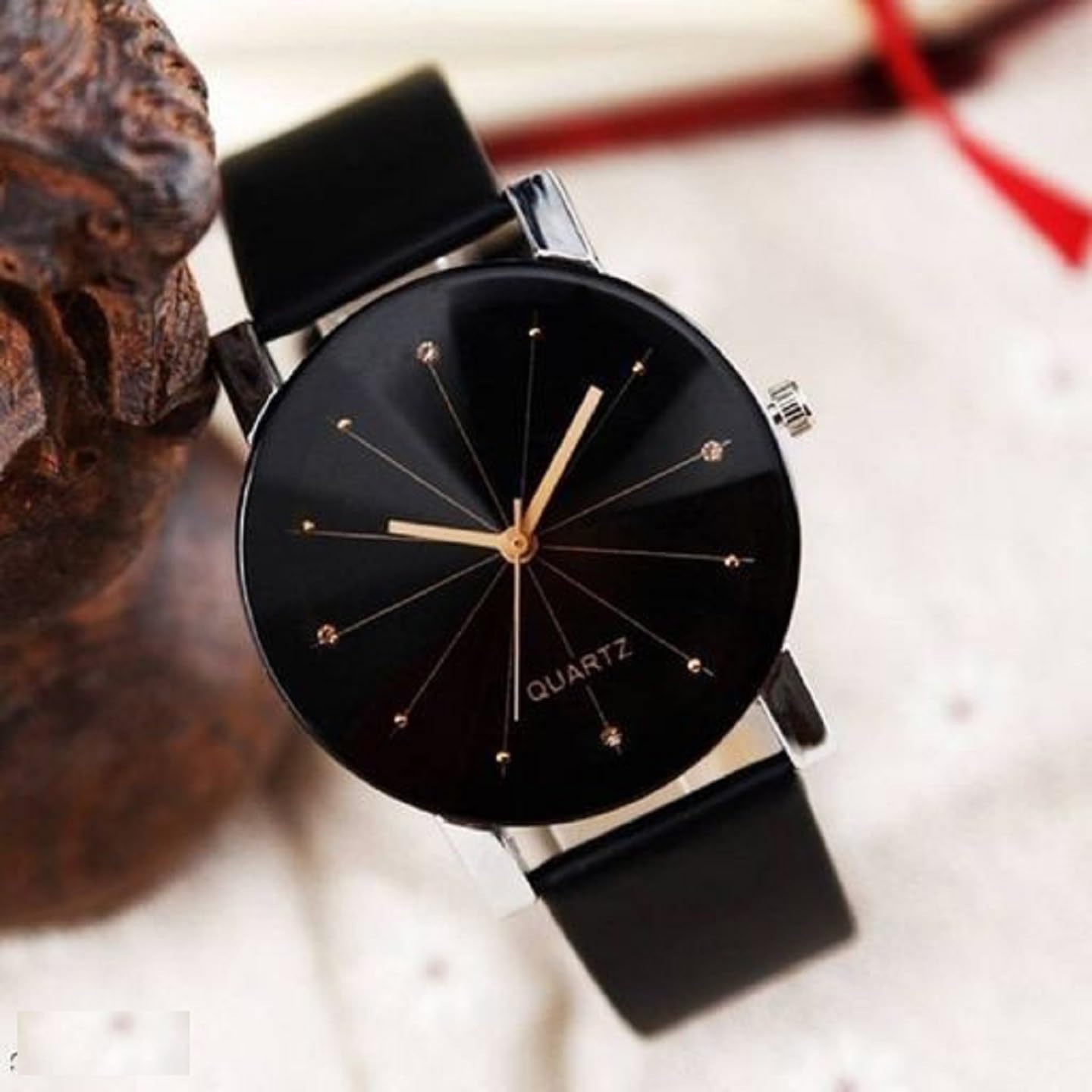 Laksh Analog Black Dial Women's Watch (SR-504 AT-504) - Leather Strap, Classic Design for Office, Party & Everyday Wear