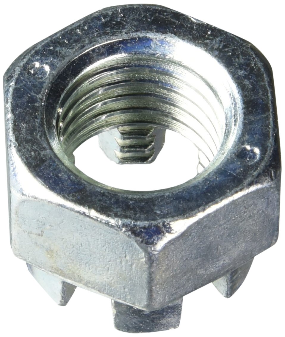16mm-2.00 Castle Nuts (Pack of 5) - Zinc Plated Steel Lock Nuts for Automotive, Machinery & DIY Projects - Secure Fastening Solution for Wheels, Axles and Mechanical Assemblies