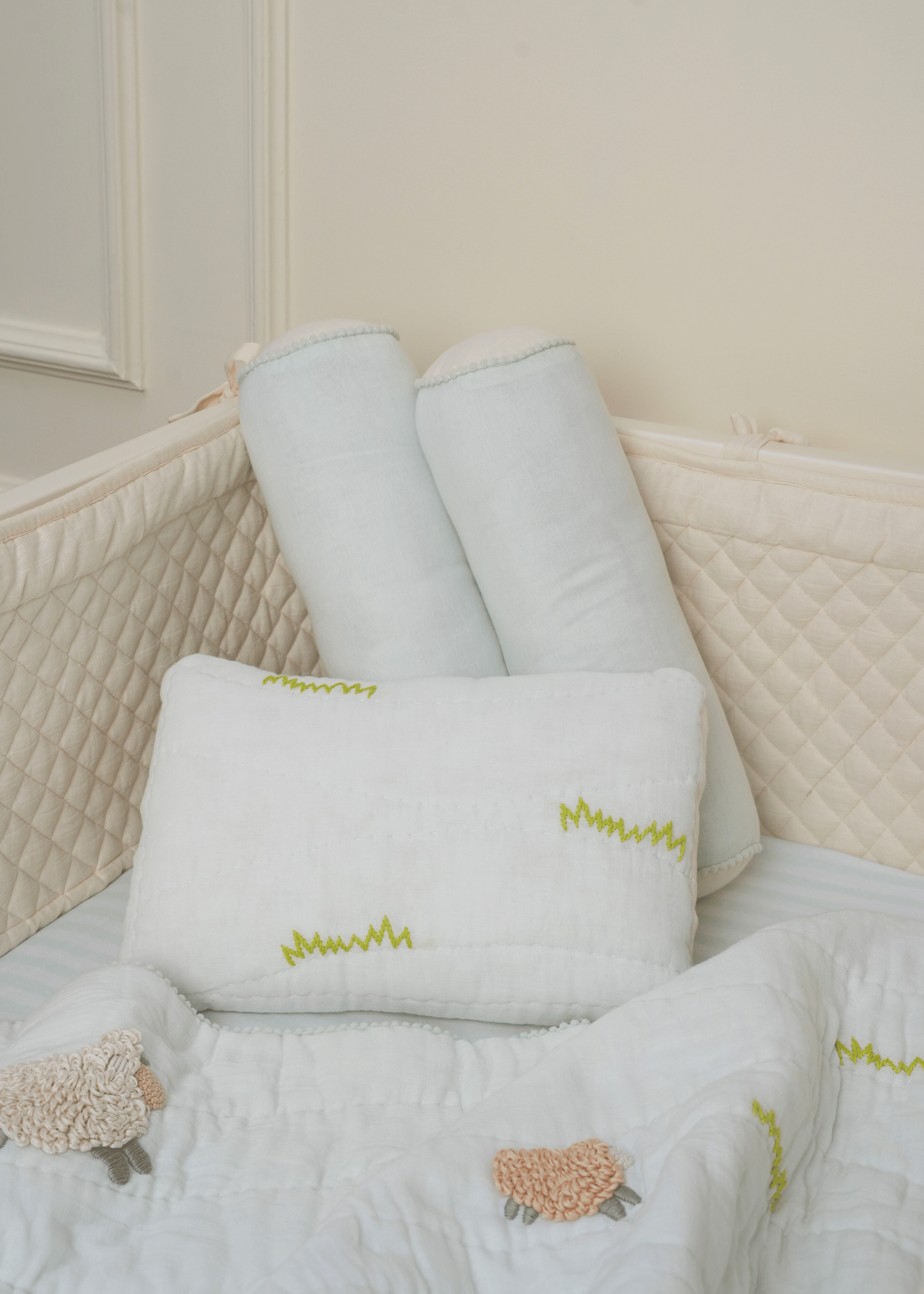 Soft & Breathable Sheep Baby Pillow for Newborns & Infants - Cute Nursery Decor & Safe Sleep Support for Crib, Stroller & Travel