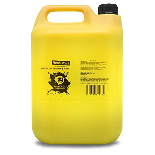 Glow in The Dark Body Paint - Brilliant Yellow Glow Paint for Face & Body, 5L - Perfect for Halloween, UV Parties, Festivals & Night Events