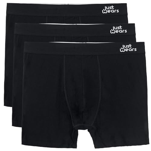 JustWears Men's Boxer Briefs 3-Pack - Anti-Chafing Underwear for Comfort & Support - Perfect for Workout, Travel & Everyday Wear