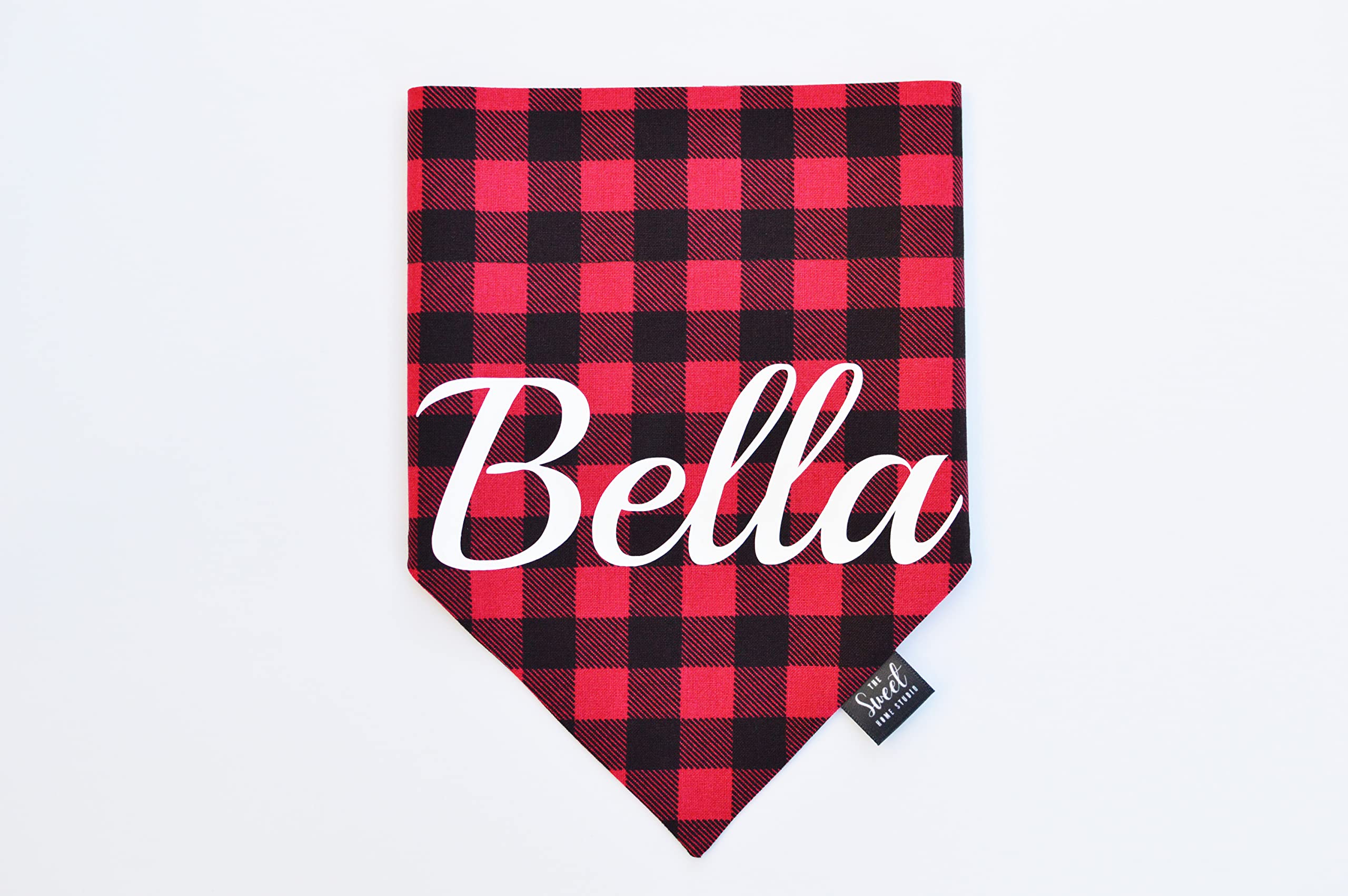 Custom Buffalo Check Dog Bandana - Personalized Over-the-Collar Pet Bandana in Red & Black Plaid - Adjustable Slip-On Collar Cover for Small, Medium & Large Dogs - Perfect Gift for Dog Lovers - Great for Holidays, Photos & Outdoor Adventures