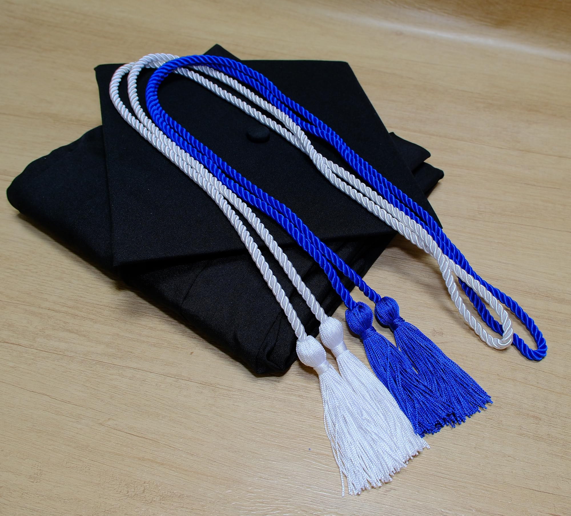 Royal Blue and White Double Graduation Honor Cords - 68 Inch Long for High School & College Commencement Ceremonies