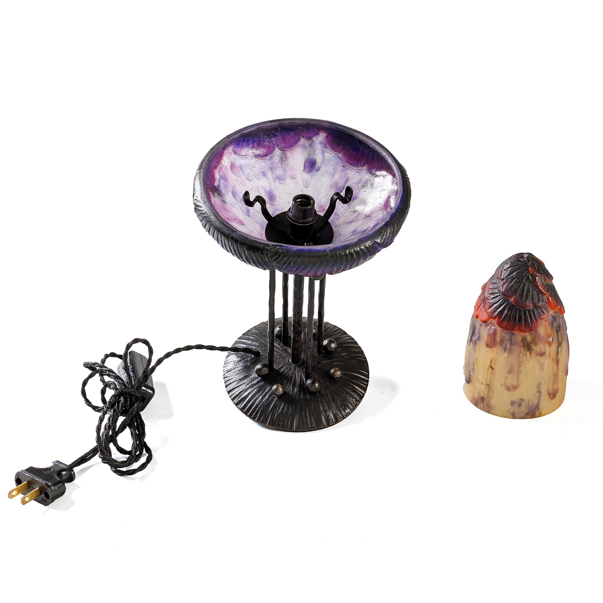 Gabriel Argy Rousseau Pâte de Verre Tropical Flowers Table Lamp - Handcrafted Glass Art Deco Lighting for Living Room, Bedroom & Office Decor