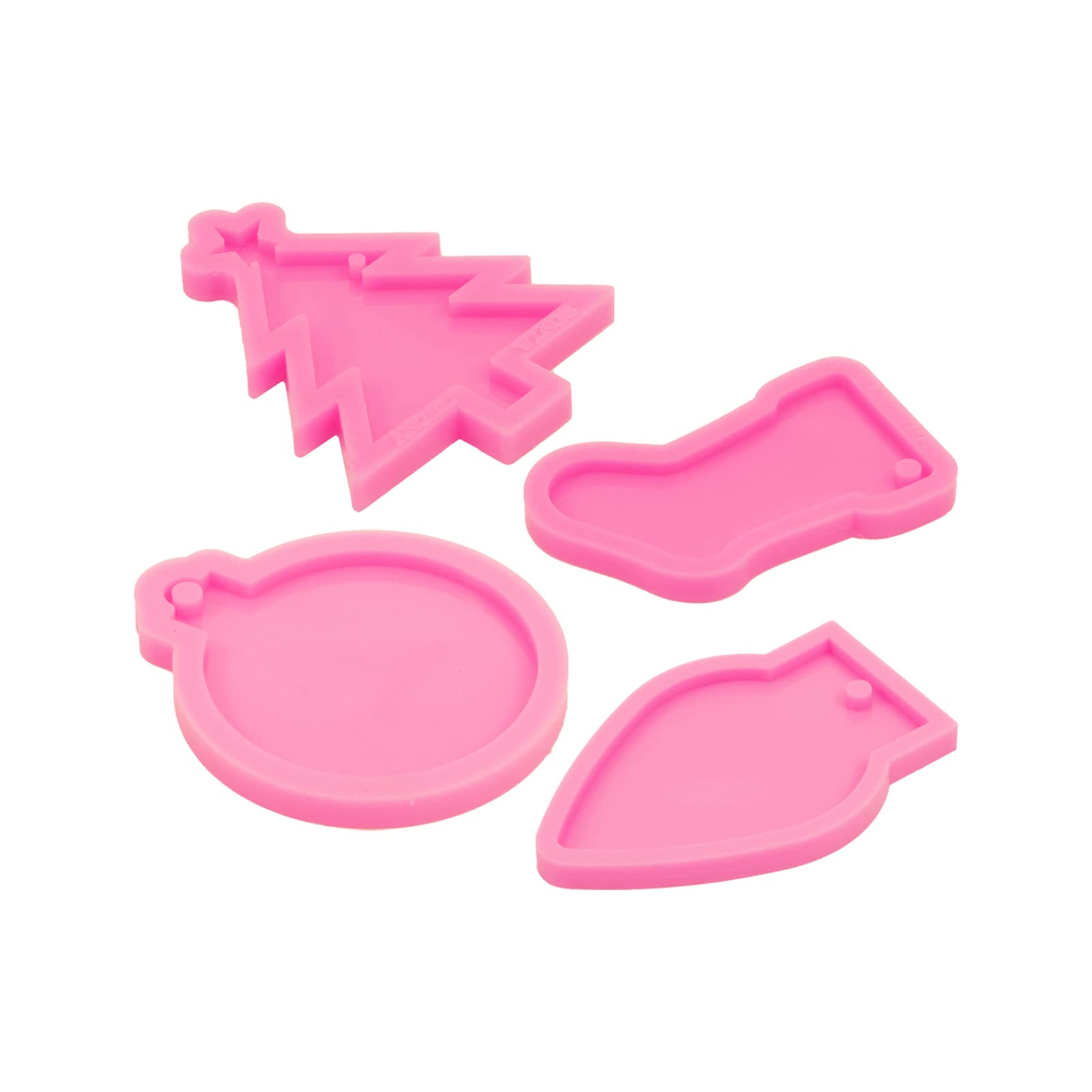 4-Piece Silicone Resin Mold Set for Christmas Tree, Socks, Lights & Blank Circle Keychain - DIY Epoxy Crafting Art with 10 Key Rings - Perfect for Holiday DIY Gifts, Jewelry Making & Resin Art Projects