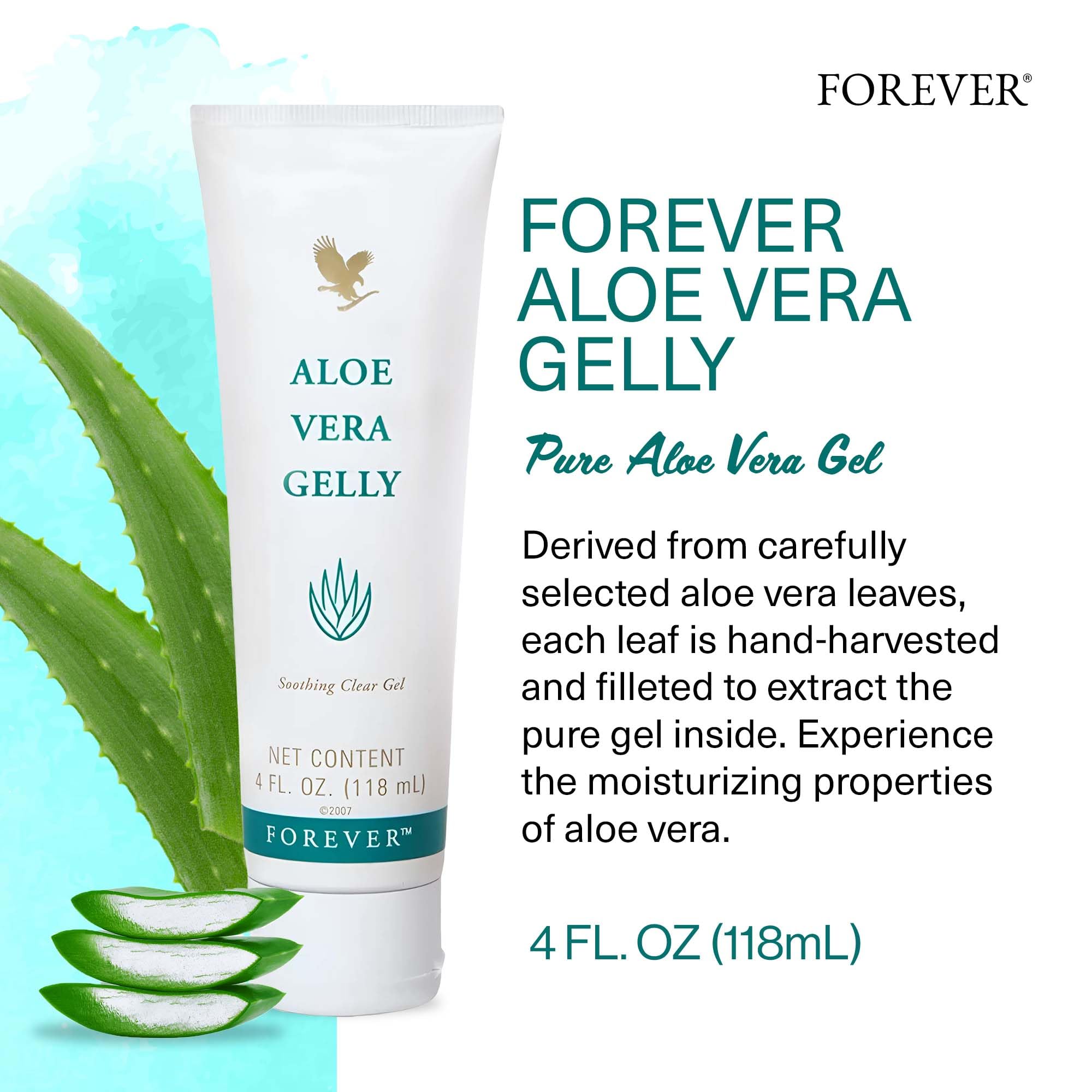 Forever Living Aloe Vera Gelly - 4 fl oz Pure Aloe Gel for Skin Soothing, Moisturizing & Conditioning | Vegan, Gluten-Free | Perfect for Sunburn Relief, Dry Skin & After-Shave Care