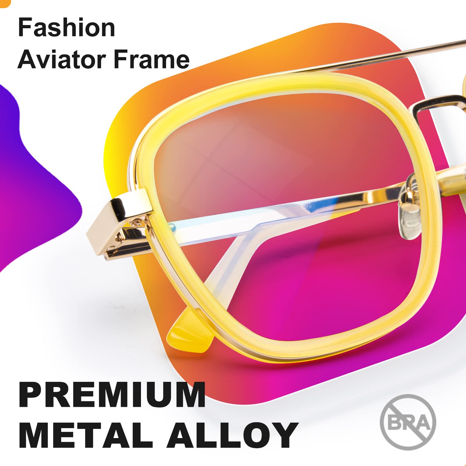 VISOONE Blue Light Blocking Glasses for Women & Men - Acetate Frame with Metal Rim, Anti Glare, Computer & Gaming Eyewear - Reduce Eye Strain & Improve Sleep - Perfect for Office, Reading & Screen Use