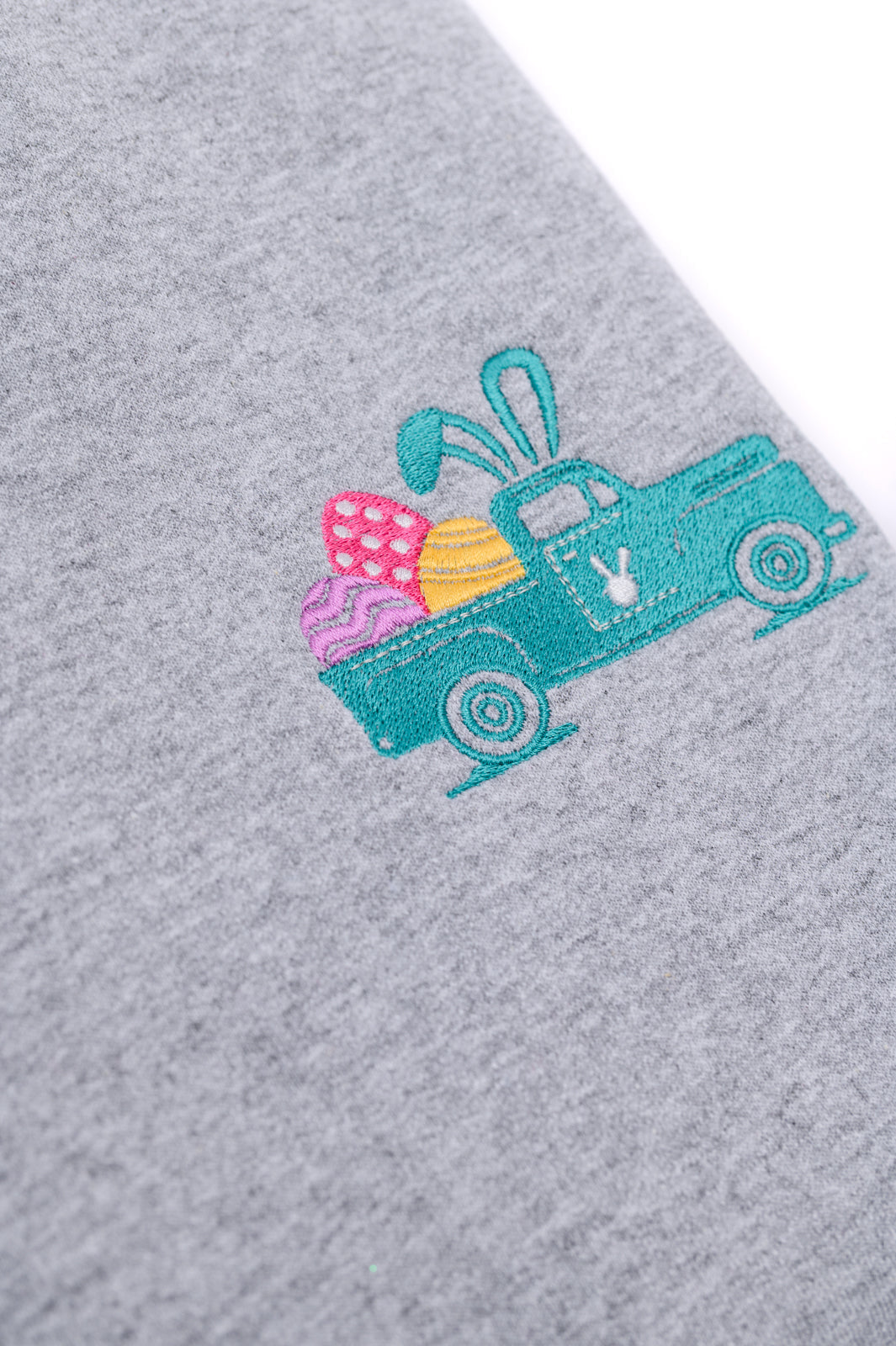 Easter Truck Embroidered Sweatshirt - Cute Spring Pullover for Women & Girls - Perfect for Easter Celebrations, Family Gatherings & Spring Outfits