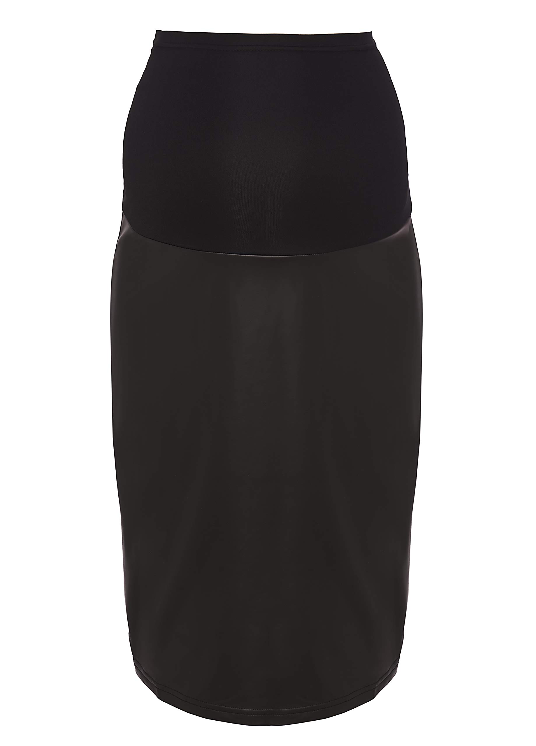 Stylish Maternity Faux Leather Pencil Skirt for Pregnant Women - Comfortable Stretchy Waistband - Perfect for Work, Date Night & Special Occasions