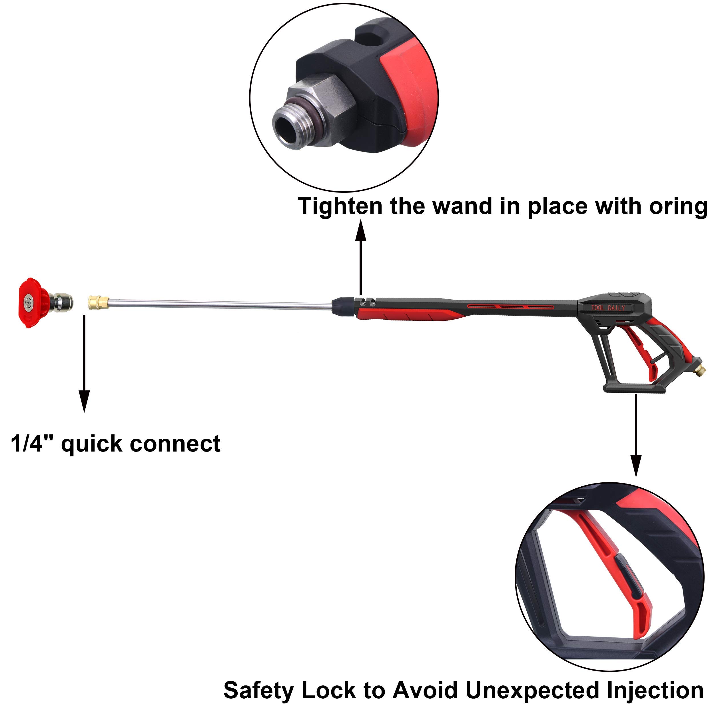 Pressure Washer Adapter Set with Gun & Extension Wand - Heavy Duty Power Washer Nozzle Kit for Home Cleaning, Car Washing, Deck & Driveway Maintenance