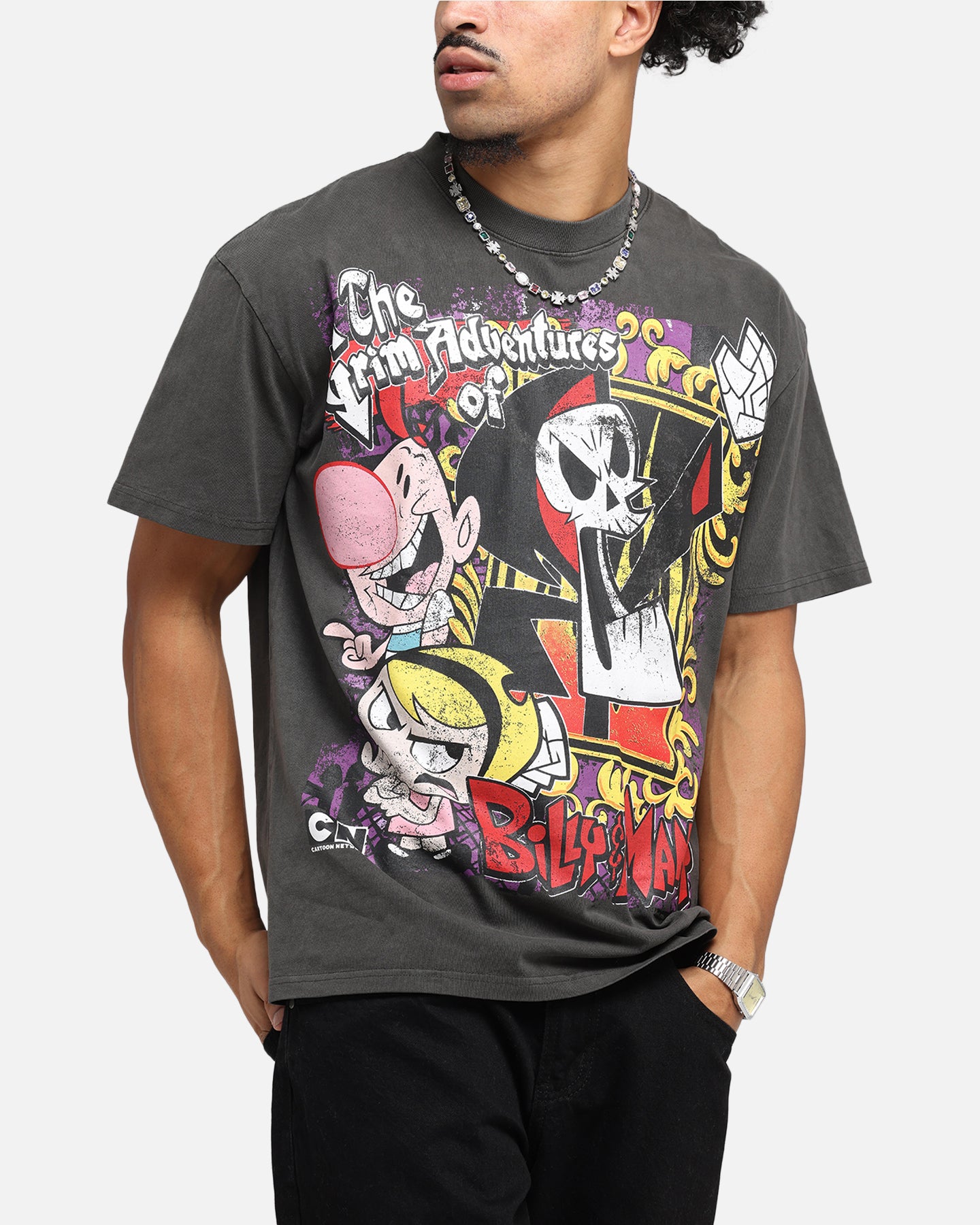 Cartoon Network Grim Adventures Heavy Cotton T-Shirt - Black Wash | American Thrift | Casual Wear & Cosplay for Fans