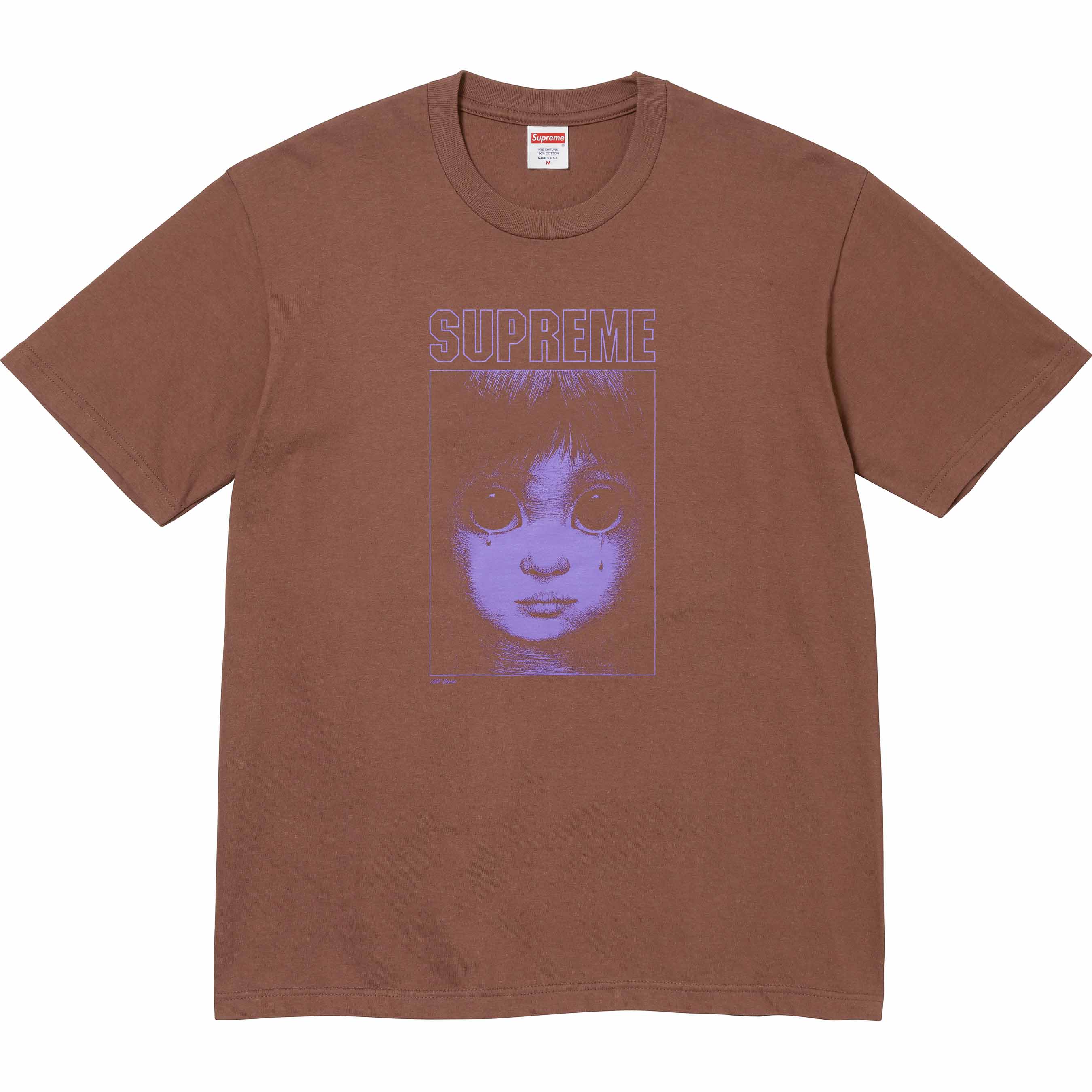 Supreme Margaret Keane Teardrop T-Shirt - Brown Vintage Art Graphic Tee for Men & Women | Casual Wear, Street Fashion, Art Lover Gift