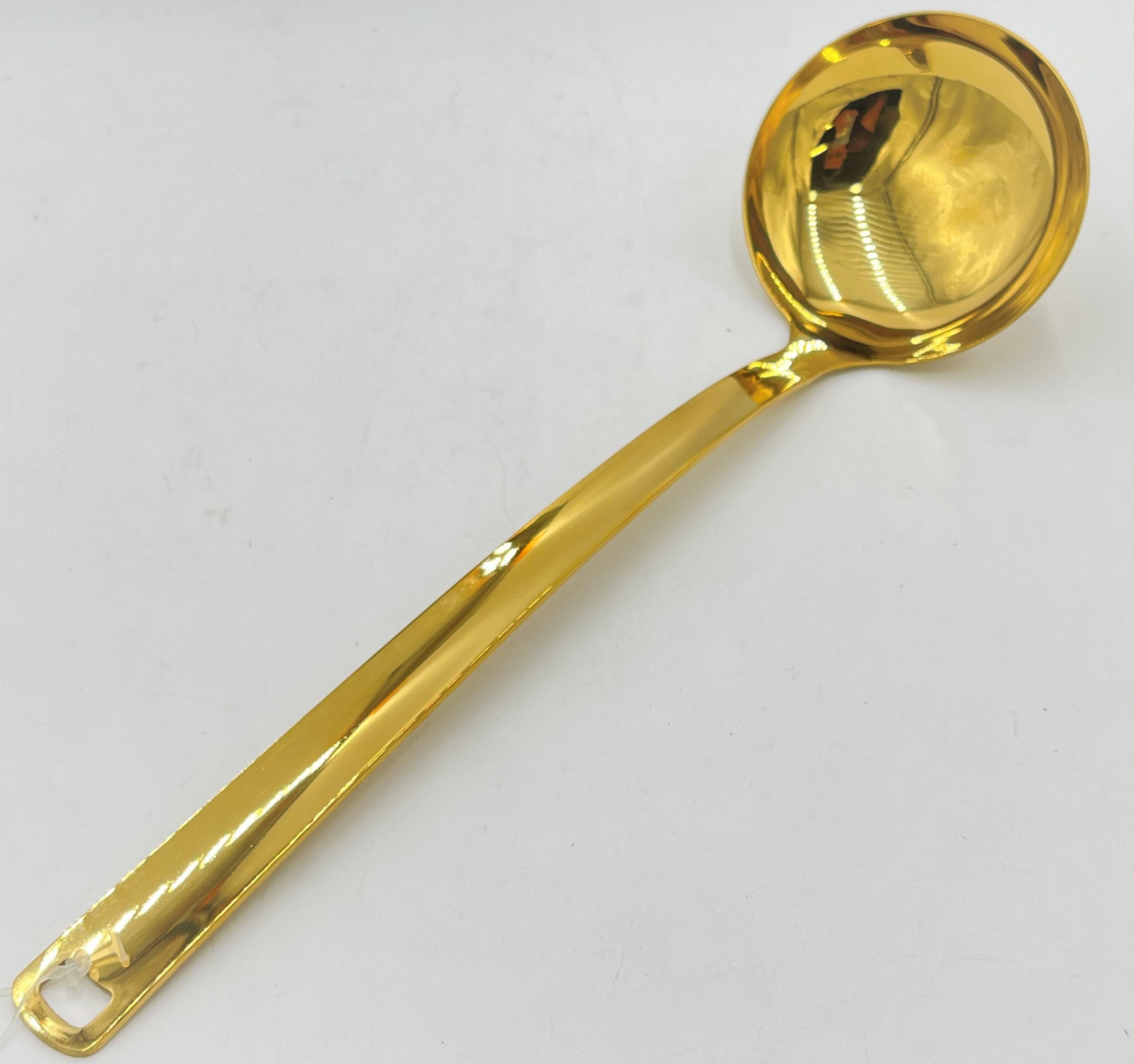 13.5x3.75 Inch Stainless Steel Long Handle Gold Ladle - Perfect for Soup, Sauce & Cooking - Durable Kitchen Utensil for Restaurants & Home Use