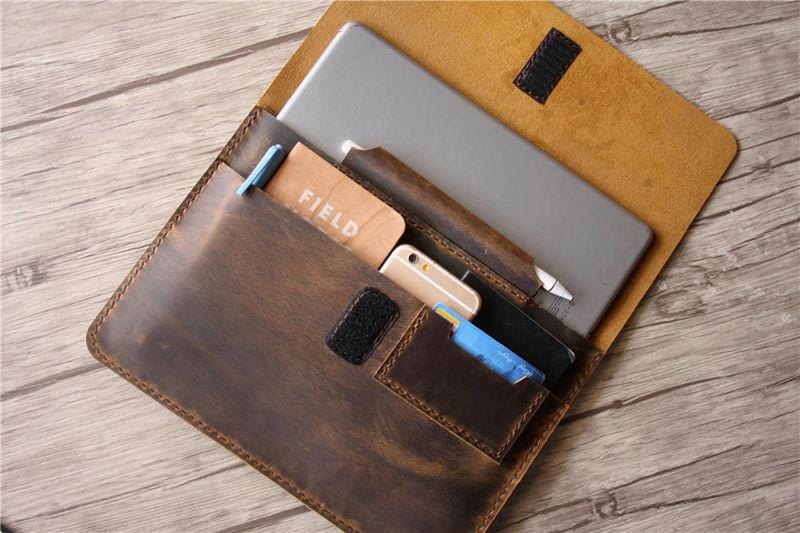 Personalized Monogram Leather Case Sleeve for Microsoft Surface Pro X - Premium Protective Cover for Work, Travel & School