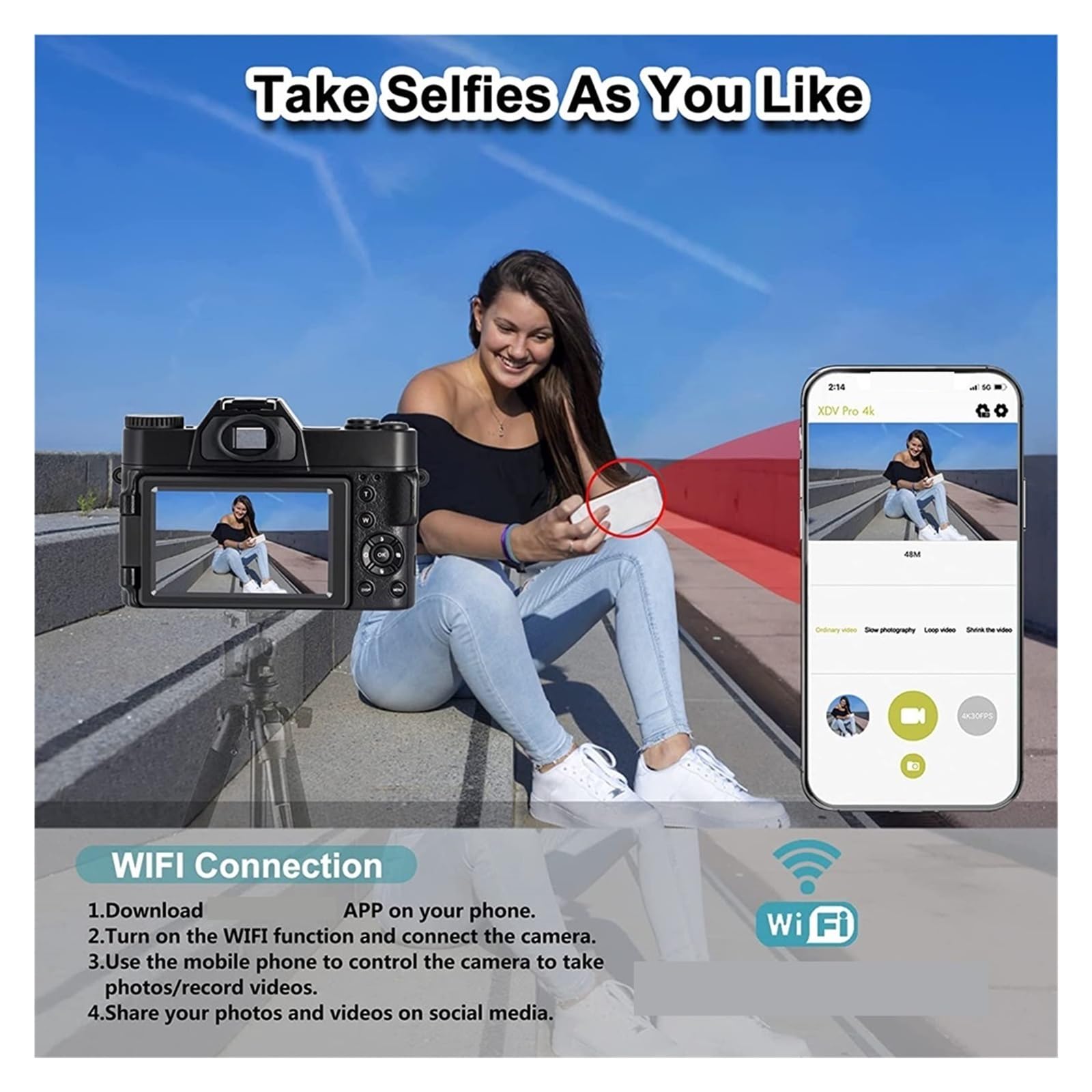 48MP 4K Digital Camera with Auto Focus & Wide Angle - Vintage Style Vlog Camera for Beginners, Includes 32GB TF Card (Pink) - Perfect for Travel Vlogging, YouTube Content & Selfie Photography