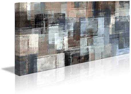Modern Abstract Wall Art Canvas Print - Gray & Brown Framed Painting for Home Decor, 24