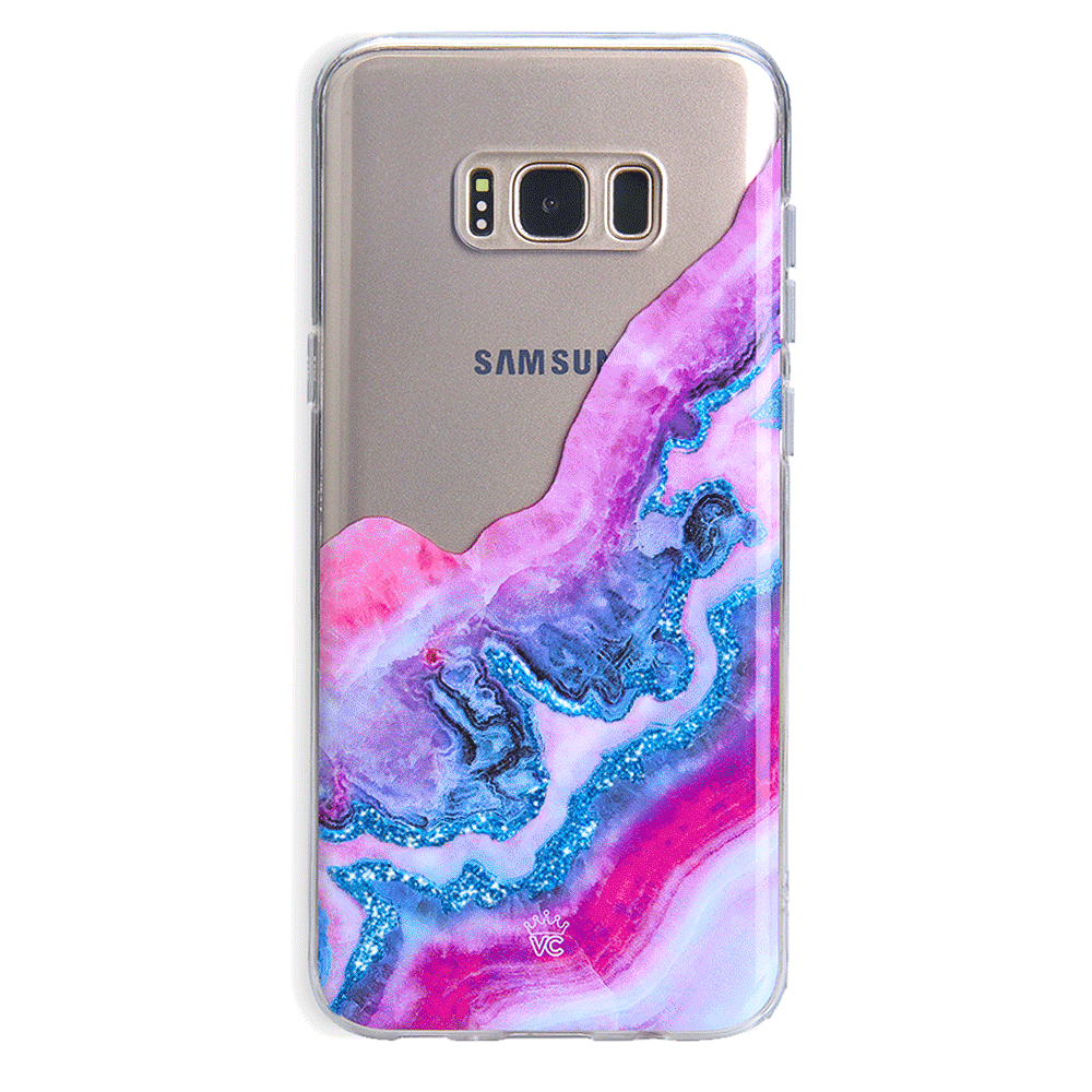 Sparkling Geode Glitter Clear Phone Case for Samsung Galaxy S21/S20/Note 20 - Shatterproof Protective Cover with Crystal Design for Everyday Style & Protection