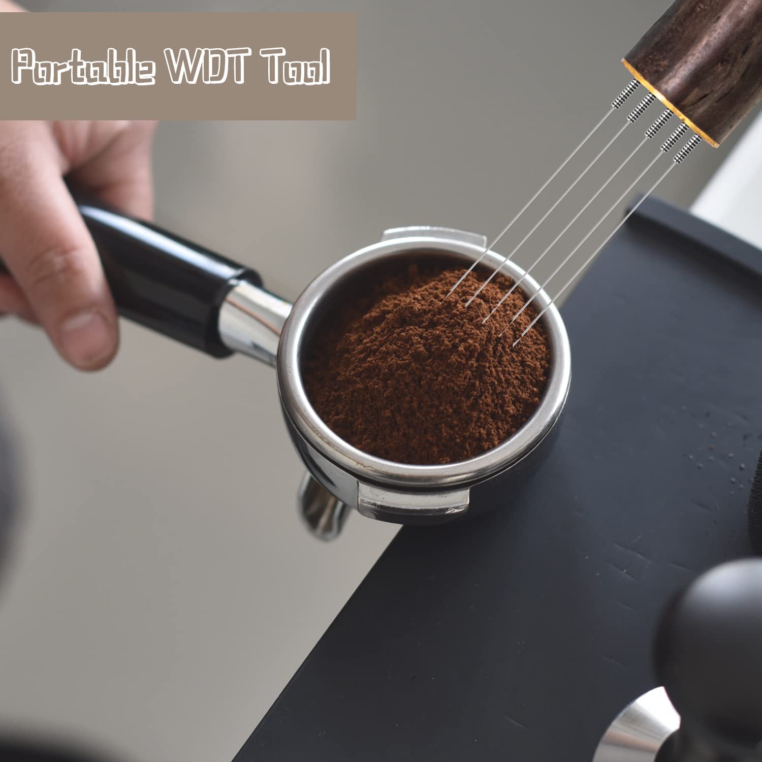 Professional Espresso Coffee Stirrer - 5 Needle Barista Tool with 0.4mm Needles & Natural Wood Handle - Perfect for Even Coffee Ground Distribution - Ideal for Home Baristas and Coffee Shops