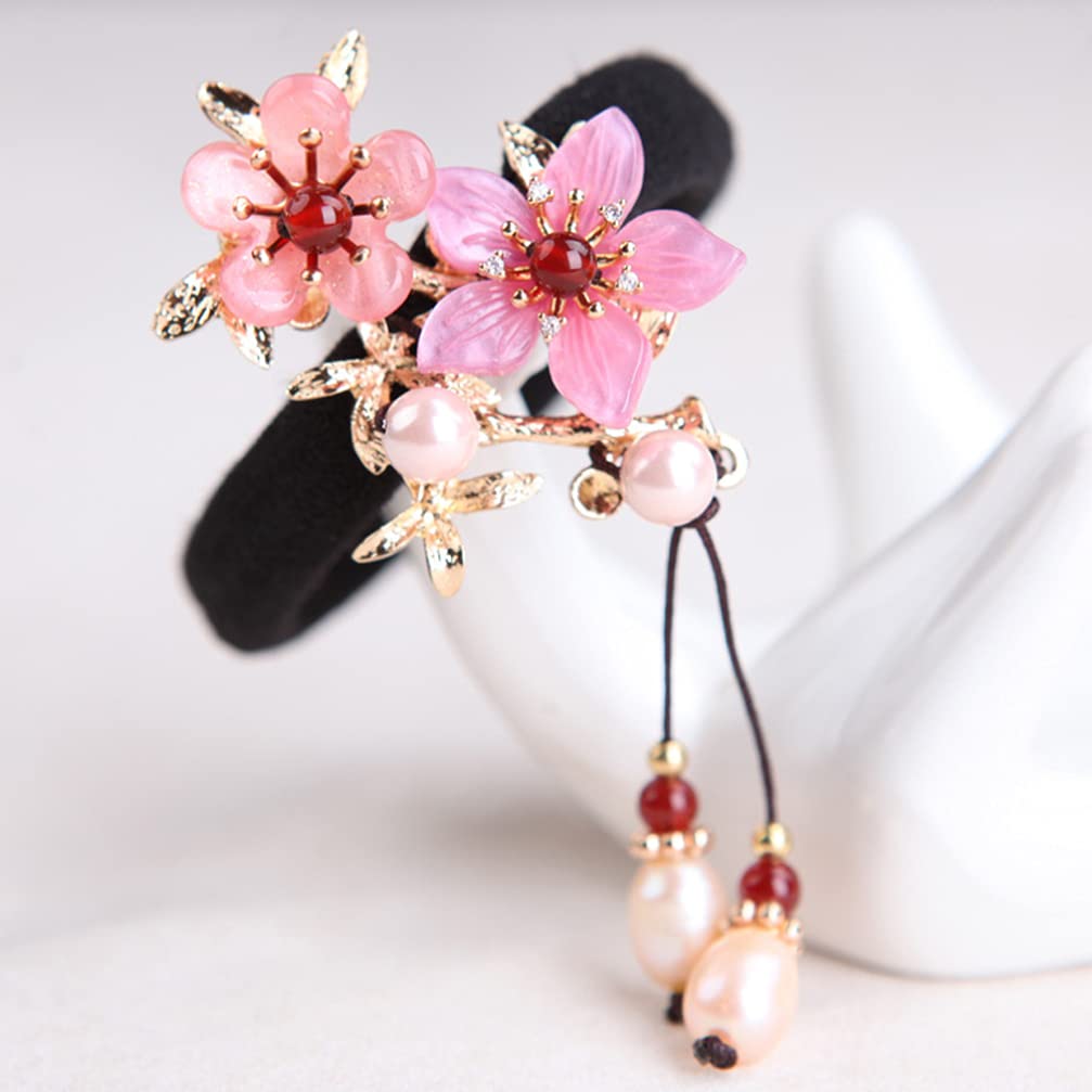 Vintage Flower Hair Bands for Women - Elastic Ponytail Holders for Daily & Party Use