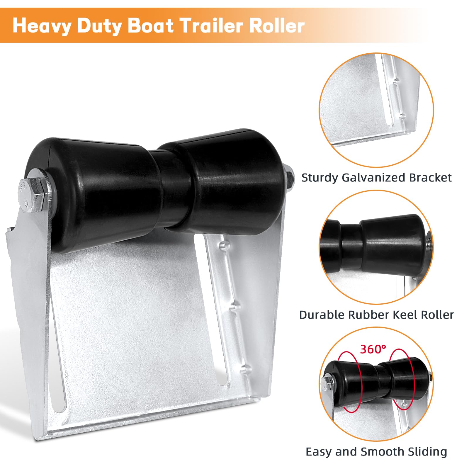 **Boat Trailer Rollers with Brackets - Galvanized Steel Keel Roller Assembly Kit for Boat Trailers | Includes Mounting Bolt & Roller Shaft | Perfect for Smooth Boat Loading & Unloading**