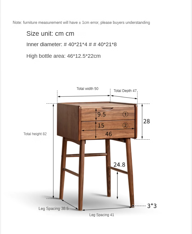 Solid Black Walnut Wood Mirror Dressing Table - Elegant Vanity Desk for Bedroom, Bathroom & Makeup Area