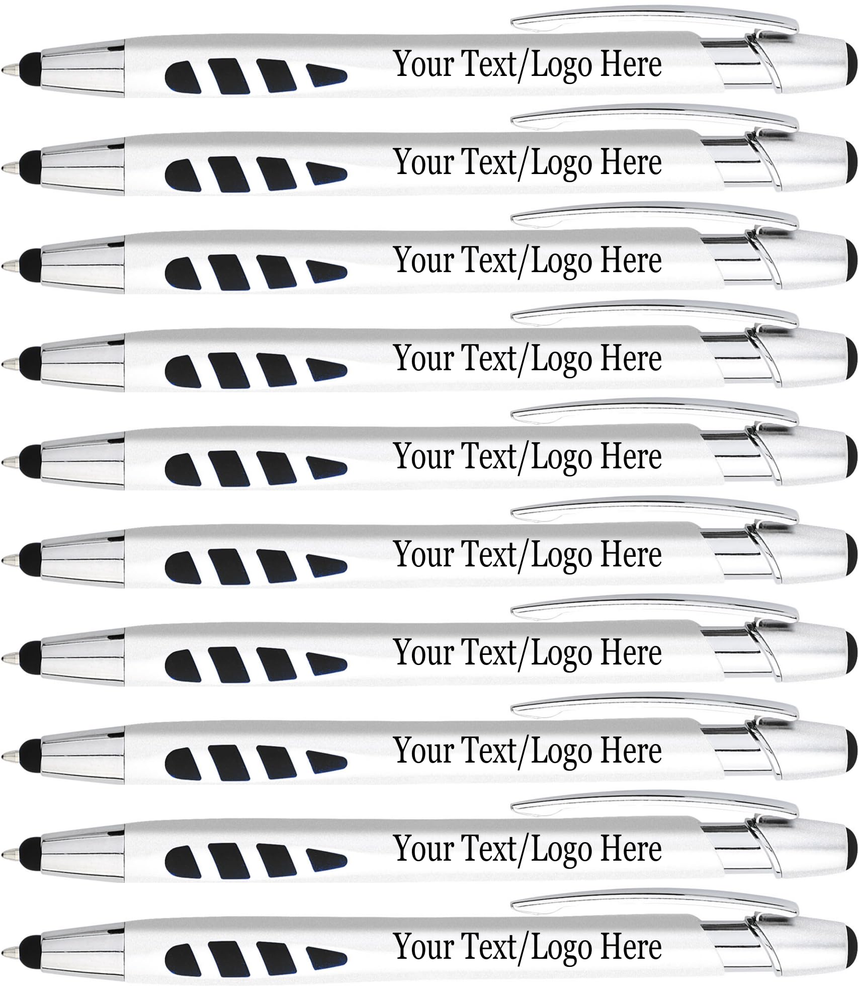 Custom Logo Pens Bulk 300 Pack - 2-in-1 Stylus & Ballpoint Pen for Business Promotions, Corporate Gifts, Parties & Events - Pearl White - Works with iPhone, iPad & All Touchscreen Devices - Perfect for Trade Shows, Employee Appreciation & Wedding Favors