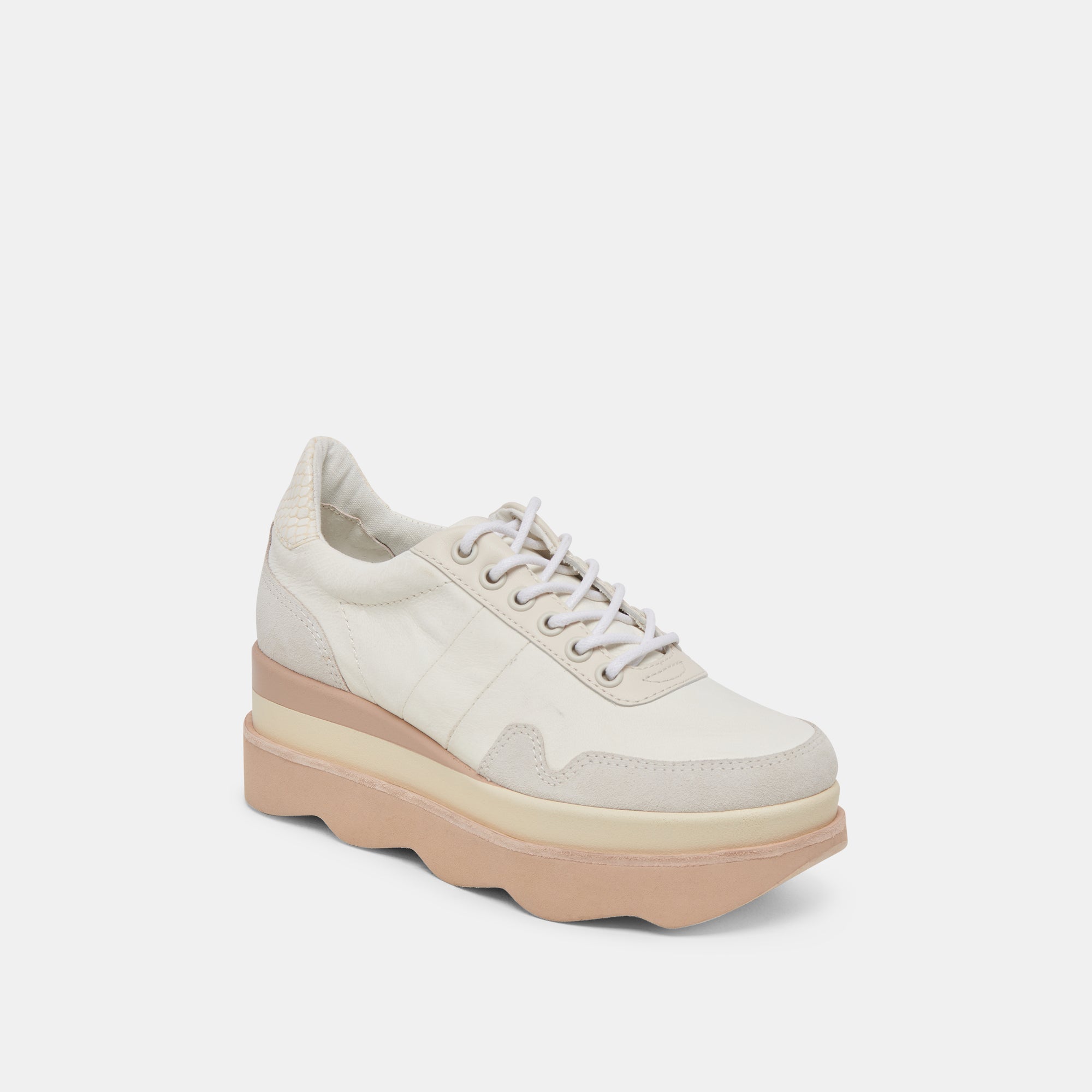 Jayne Sneakers for Women - Ivory Nubuck Leather Casual Shoes | Comfortable Walking & Everyday Fashion Footwear for Work, Travel & Outings