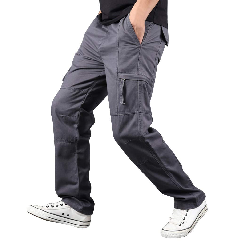 Alalaso Men's Cargo Pants - Elastic Waistband, Loose Fit Lightweight Work Pants for Outdoor, Hiking & Casual Wear | Durable & Comfortable Workwear for Men