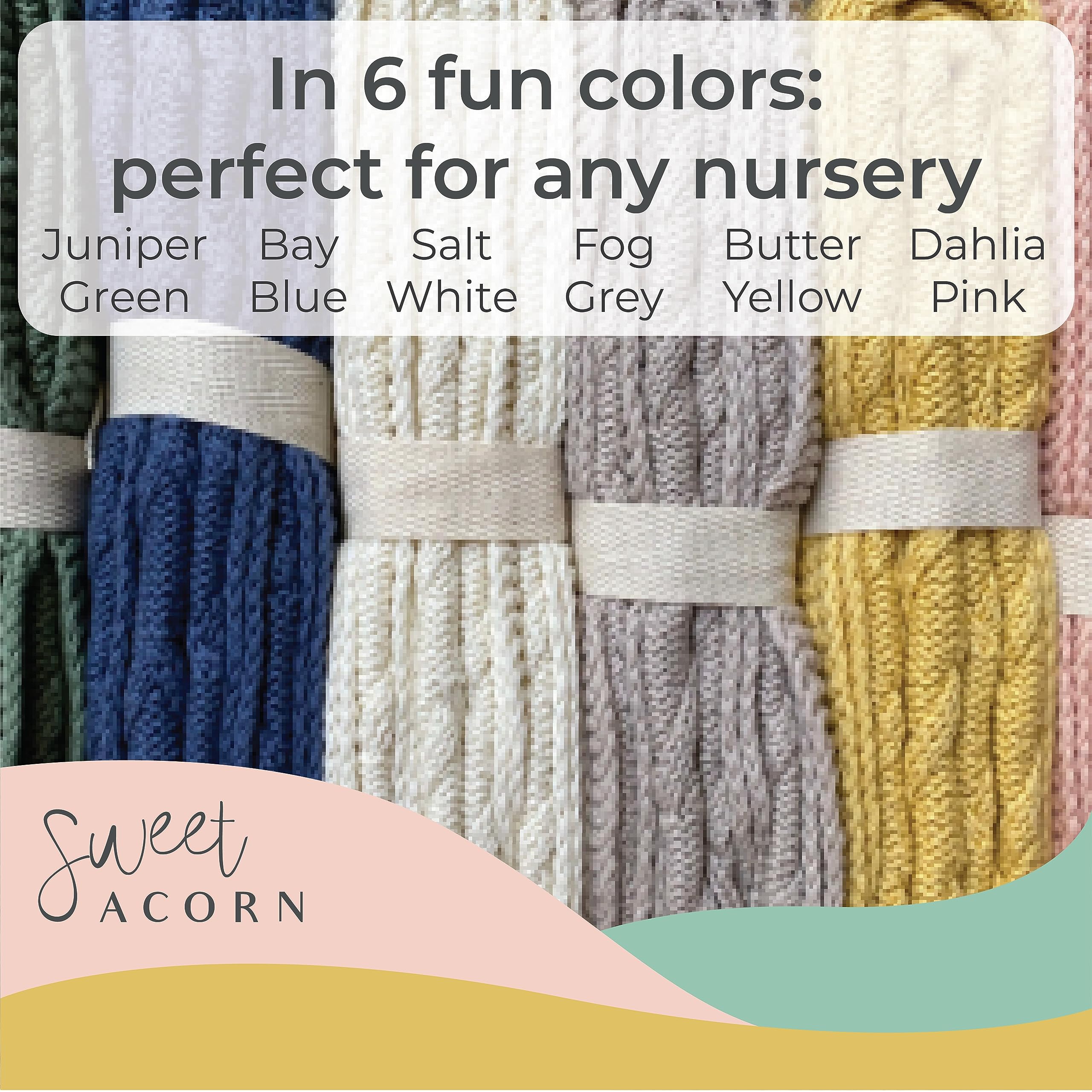 Organic Cotton Sweet Acorn Cable Knit Baby Blanket - Soft Crib & Stroller Blanket for Newborns - Receiving Blanket in Fog Grey - Perfect for Nursery, Swaddling & On-the-Go Comfort