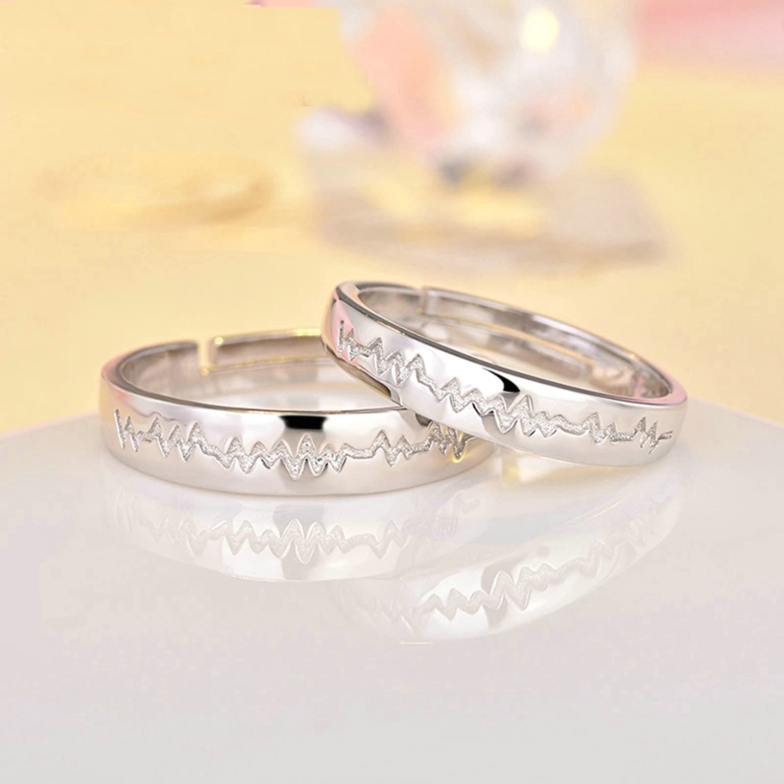 Affordable Engagement Rings for Women & Men - Heartbeat Sterling Silver Wedding Band, Adjustable Size - Perfect for Proposals, Anniversaries & Romantic Gifts