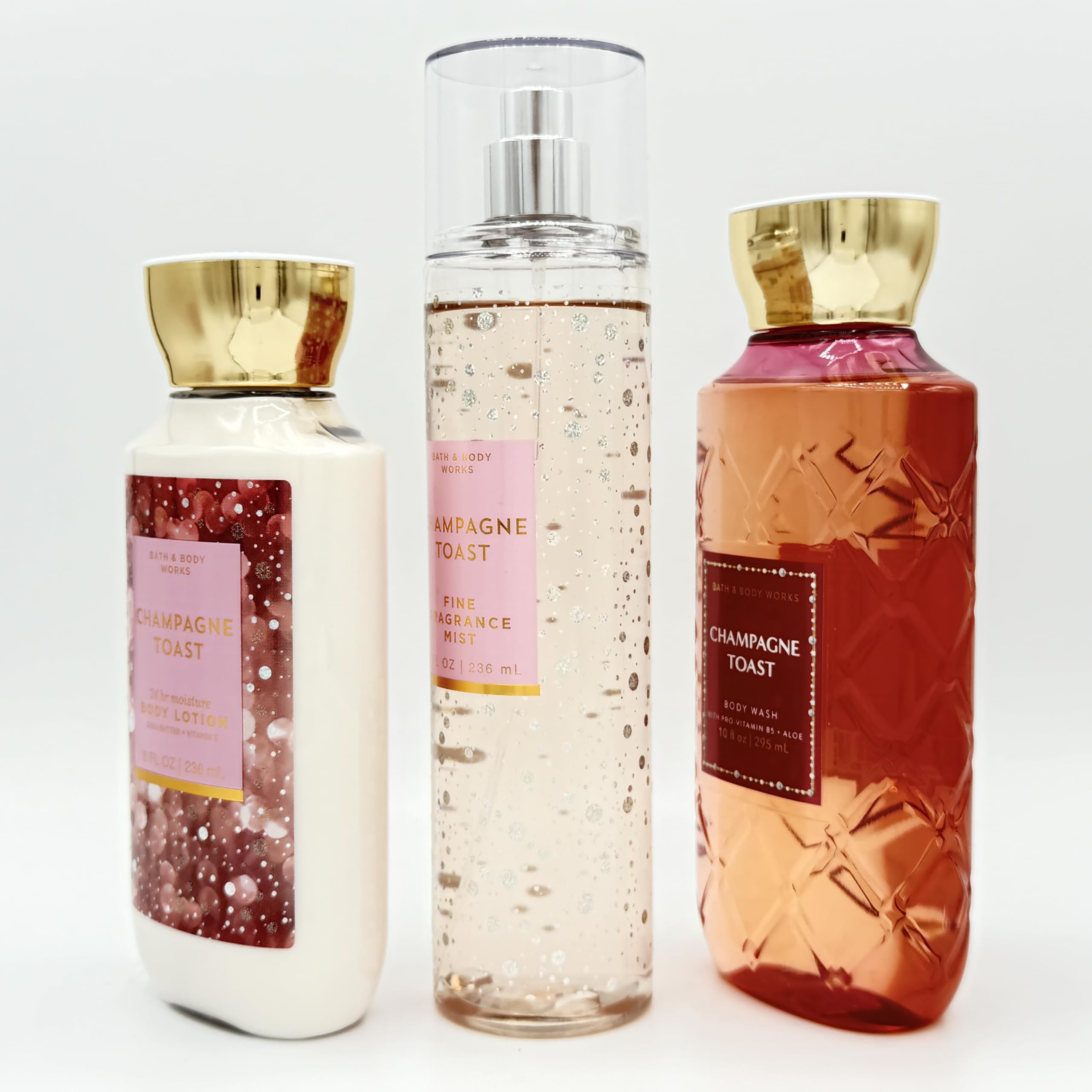 Champagne Toast 3-Piece Bath & Body Gift Set - Moisturizing Body Lotion, Refreshing Shower Gel & Luxe Fragrance Mist | Perfect for Spa Nights, Romantic Gifts & Self-Care Pampering