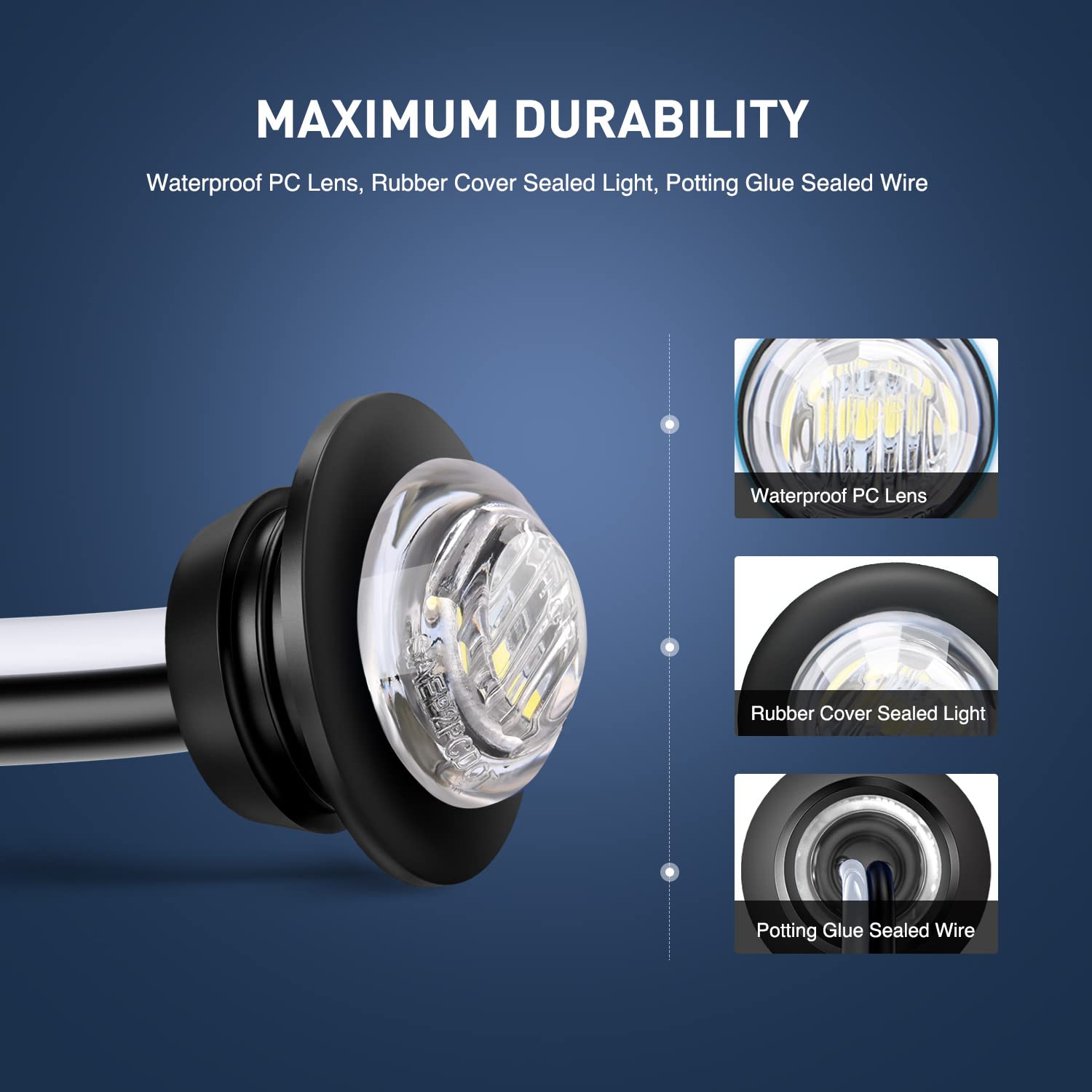 Nilight 30-Pack 3/4 Inch Round LED Clearance Lights - Waterproof Side Marker Bullet Lights for Trucks, RVs, Trailers, Vans, Boats (Front/Rear/Side Mount) - Perfect for Night Driving & Vehicle Safety Lighting