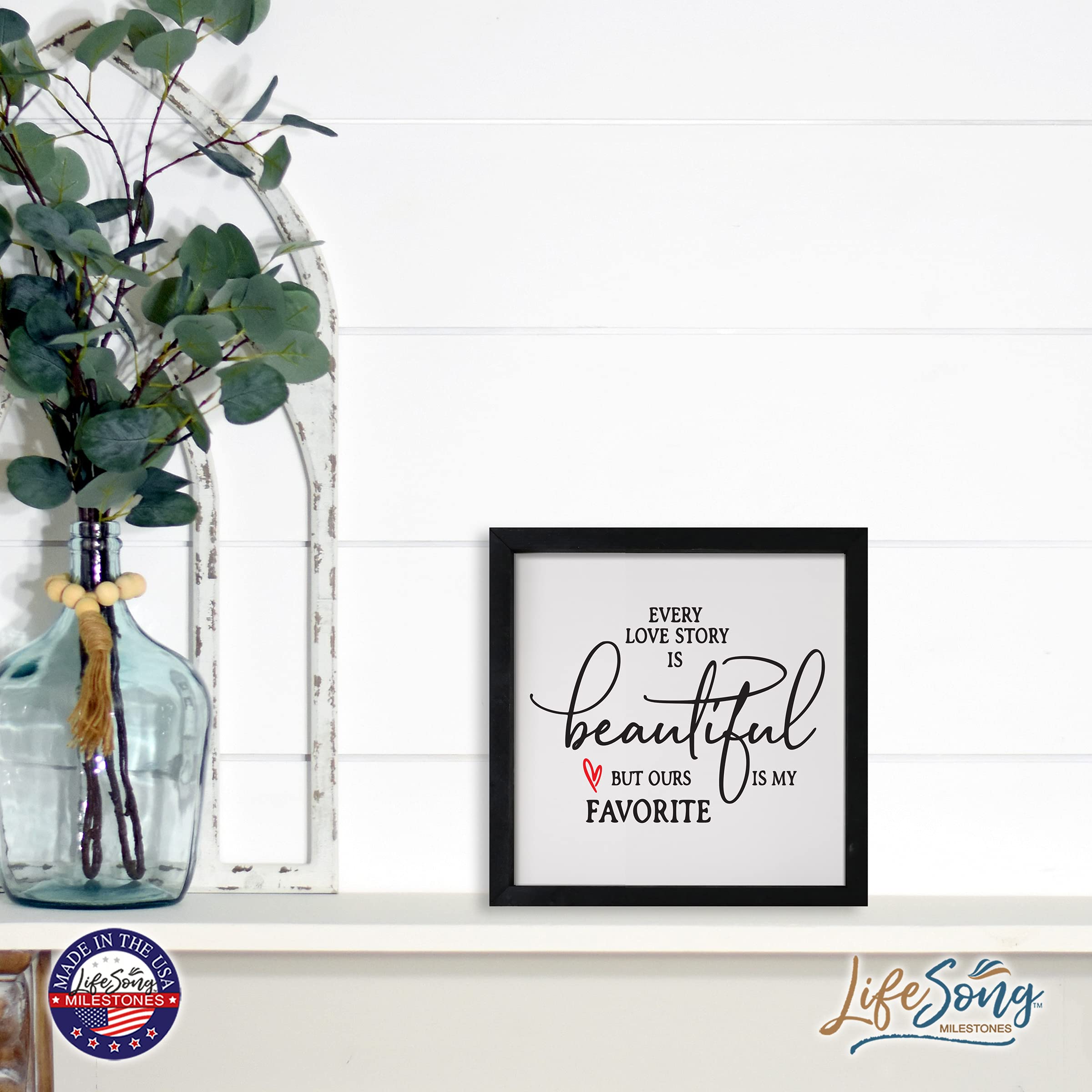 LifeSong Milestones Custom Inspirational Wooden Wall Art - 7x7 Framed Shadow Box with Funny Modern Quotes, Perfect for Home Decor, Wedding Gift & Nursery Wall Hanging (Black)