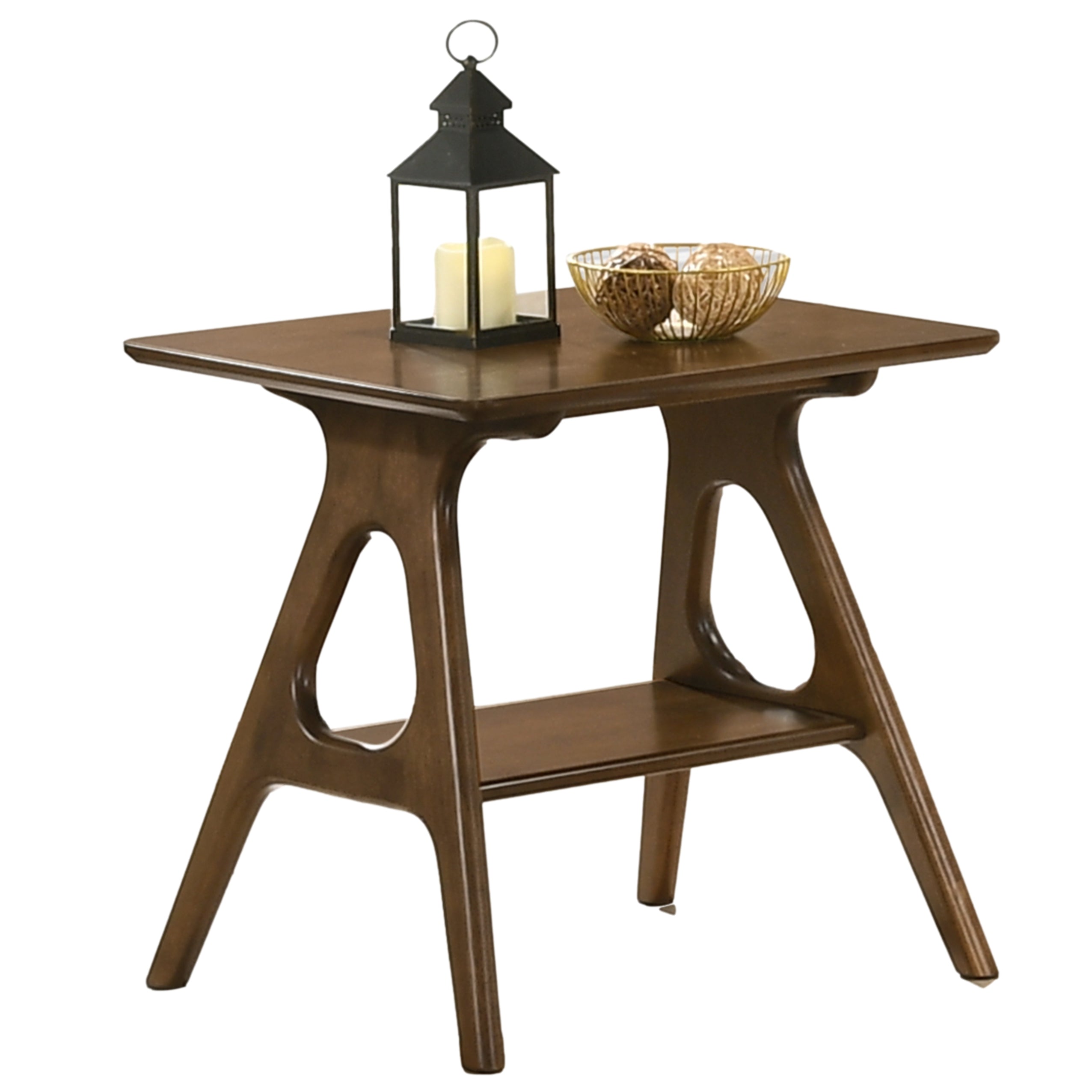 Roundhill Furniture Arona Mid Century Modern Wood Shelf End Table - Stylish Living Room Side Table with Storage for Books & Decor | Perfect for Small Spaces, Apartments & Bedrooms