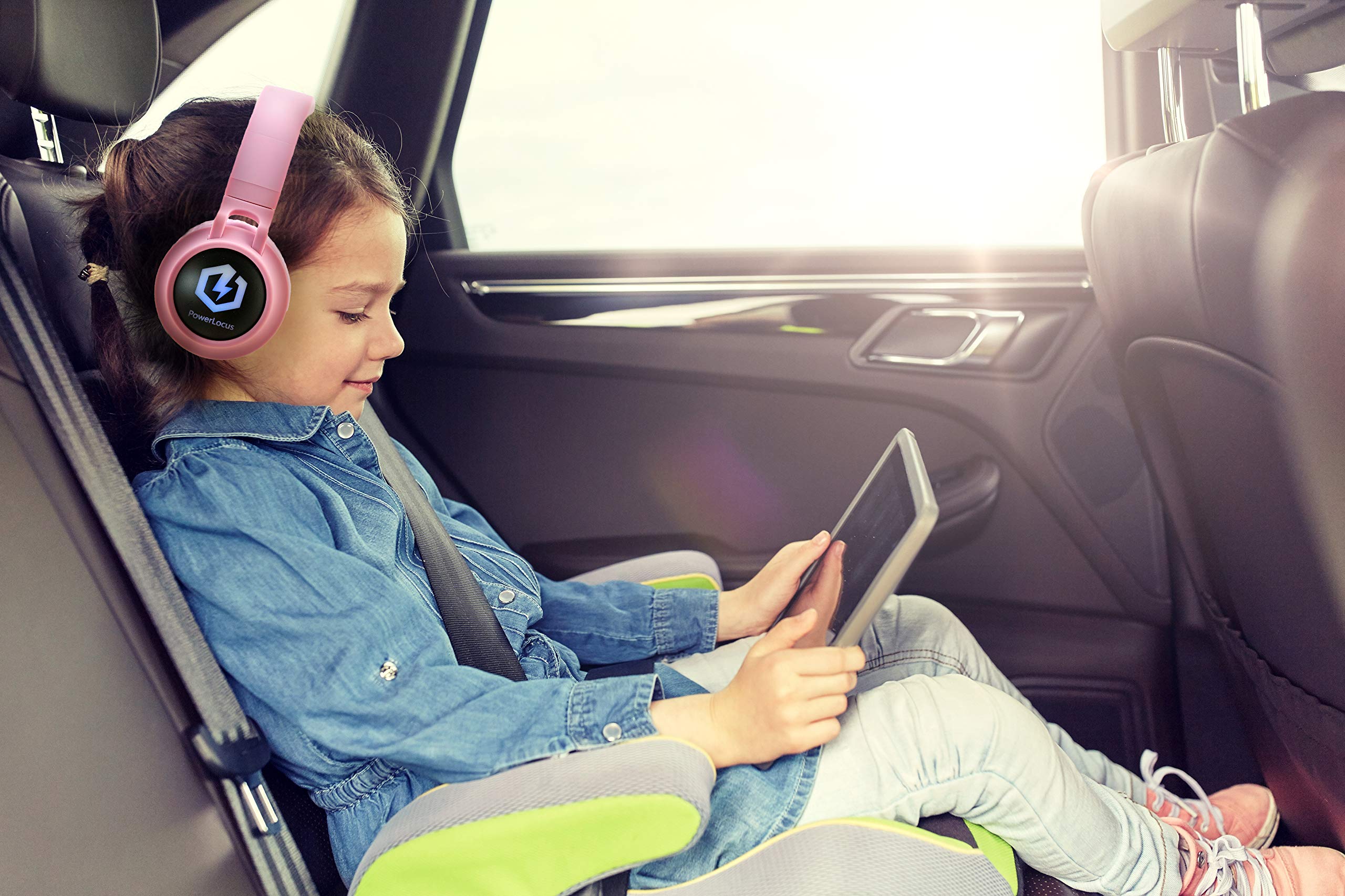 PowerLocus Kids Bluetooth Headphones with LED Lights - Foldable Over-Ear Headphones with Microphone & Volume Limiting | Wireless & Wired for Phones, Tablets, PC, TV | Perfect for Online Learning, Gaming & Travel
